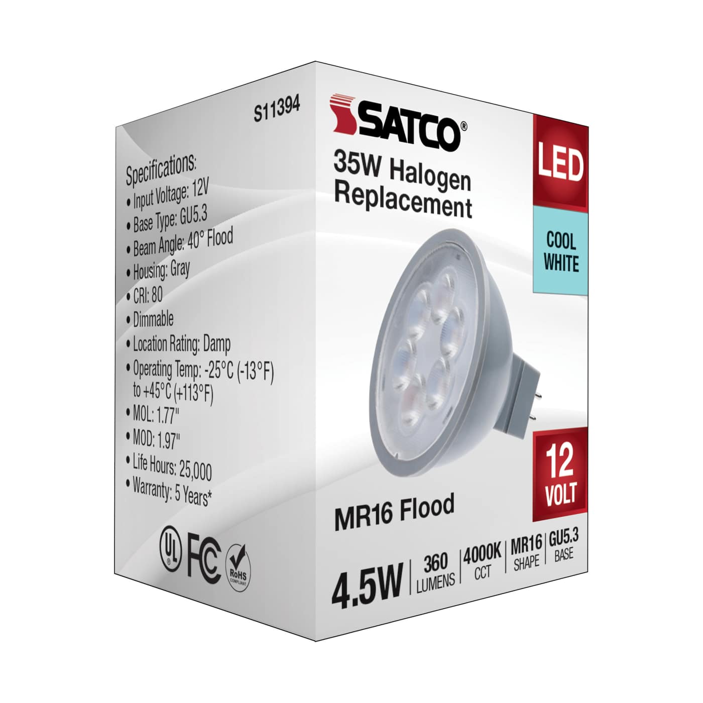 4.5MR16/LED/40'/840/12V - S11394