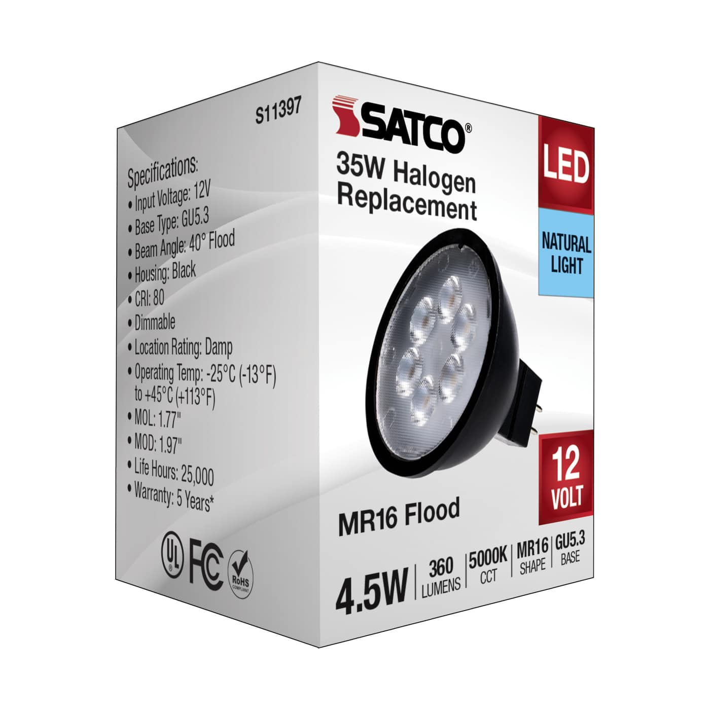 4.5MR16/LED/40'/850/12V/BLACK - S11397