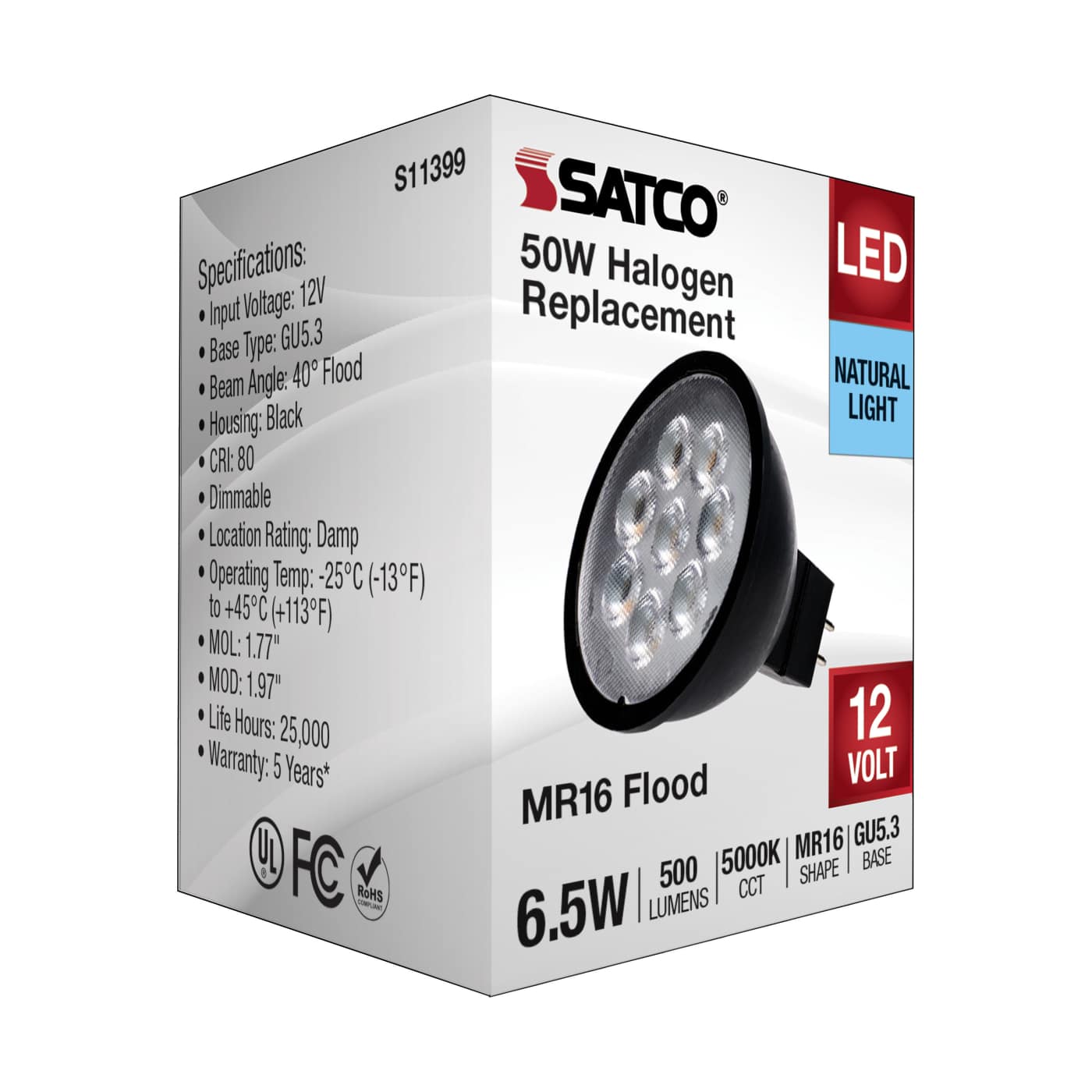 6.5MR16/LED/40'/850/12V/BLACK - S11399