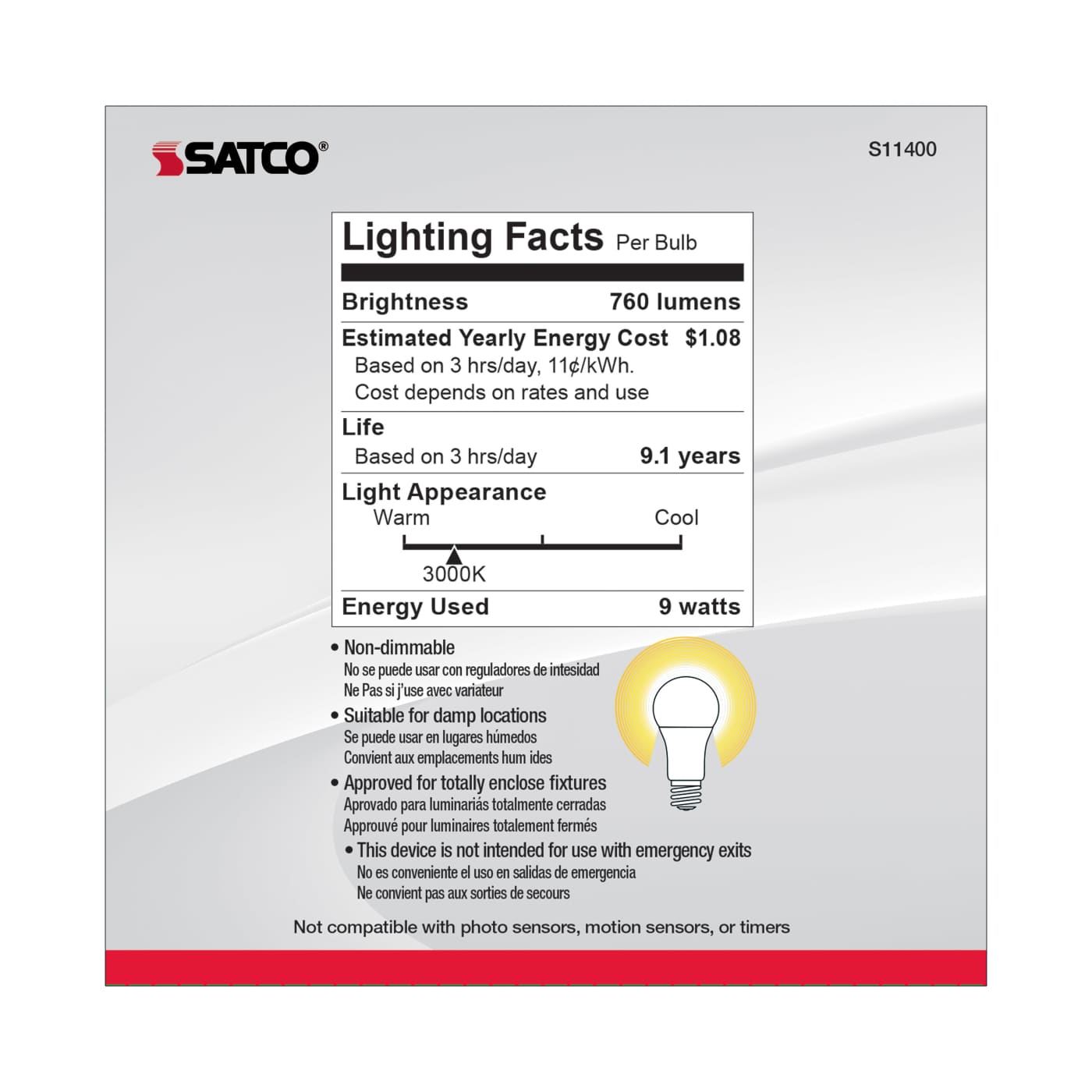 9A19/LED/E26/3K/120V/10PK - S11400