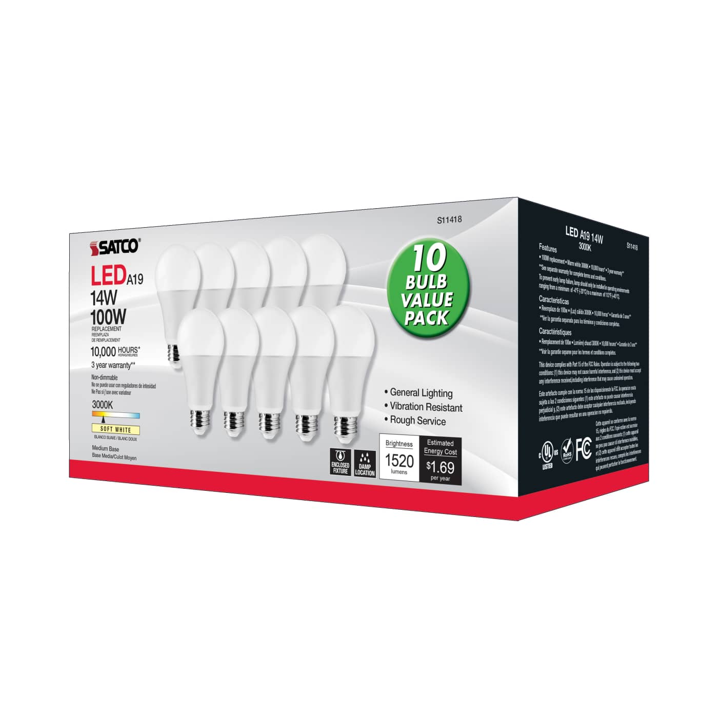 14A19/LED/E26/830/120V/10PK - S11418