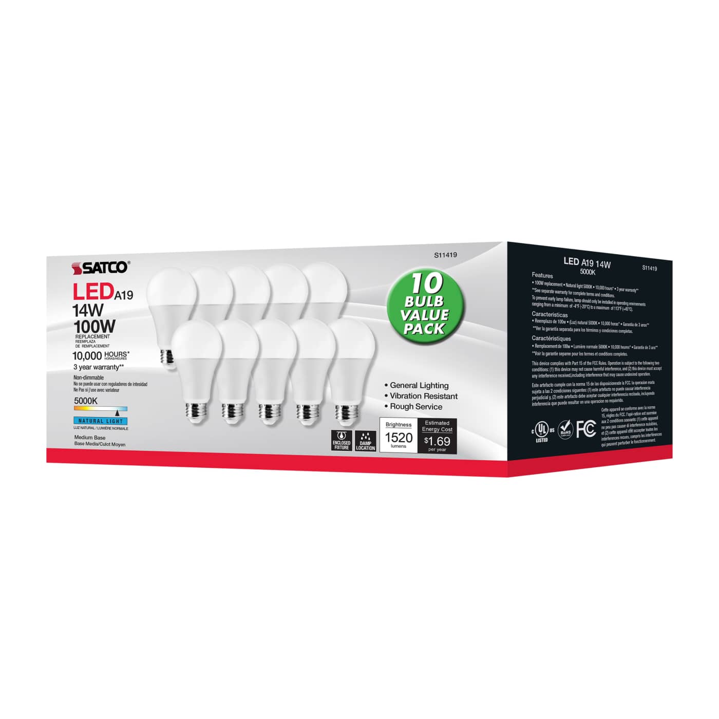 14A19/LED/E26/850/120V/10PK - S11419