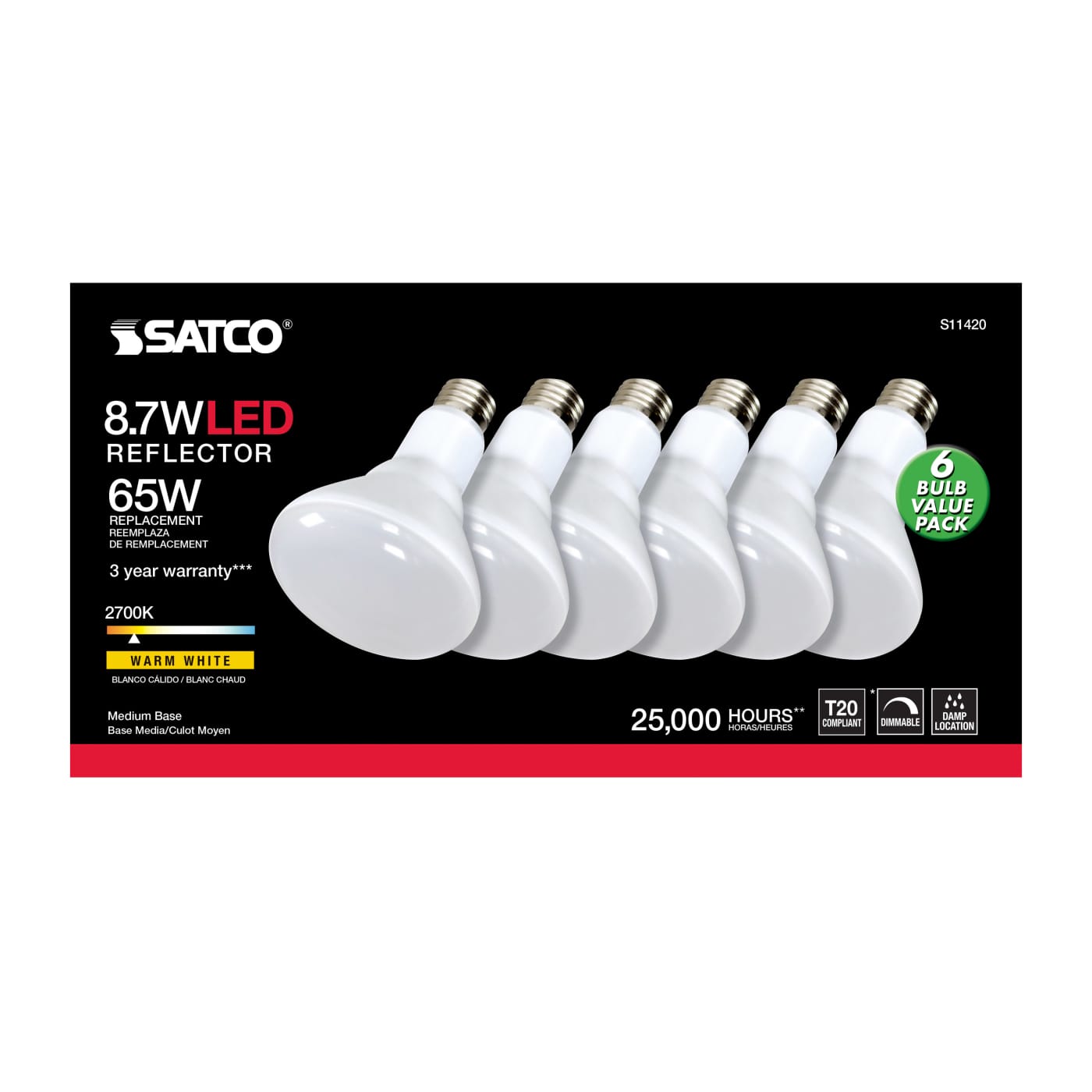 8.7BR30/LED/927/120V/90CRI/6PK - S11420