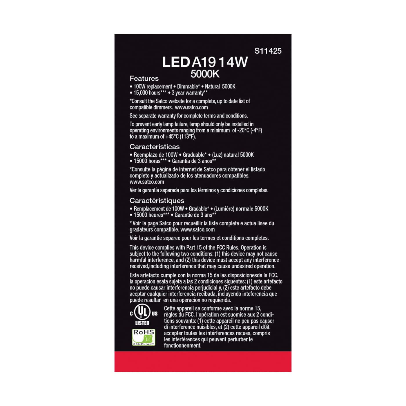 14A19/LED/850/120V/D/4PK - S11425