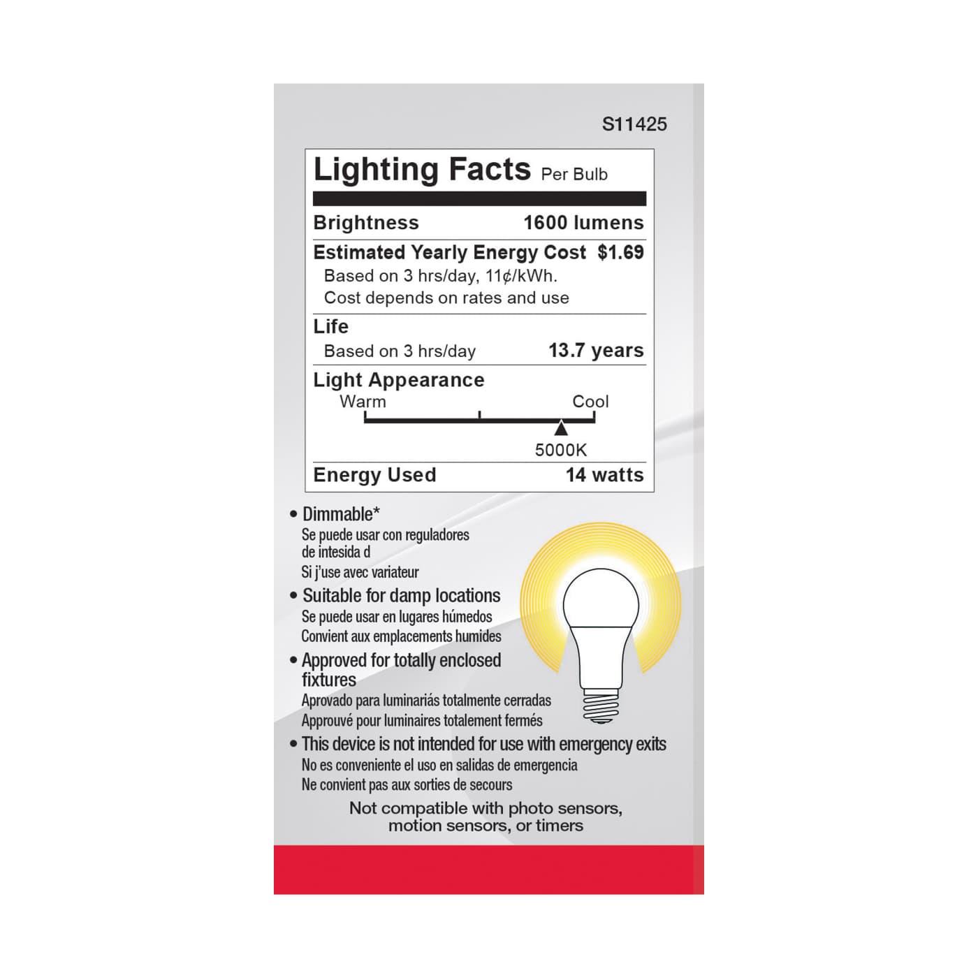 14A19/LED/850/120V/D/4PK - S11425