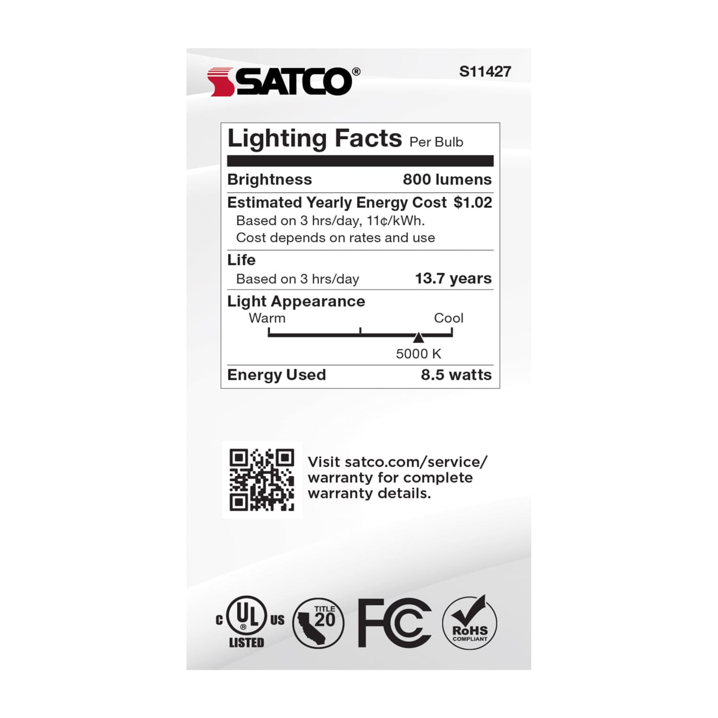 8.5A19/DUSK/DAWN/LED/50K - S11427