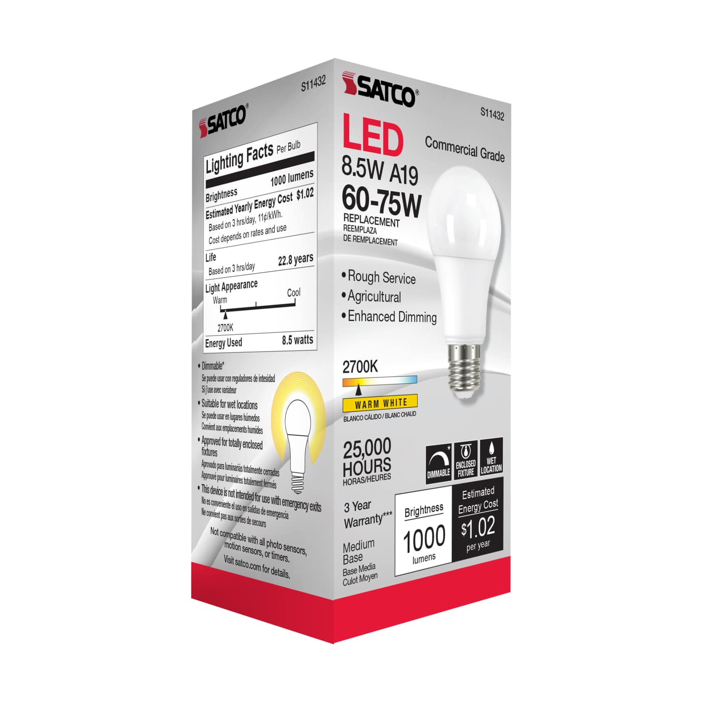 8.5A19/LED/827/AGRI/120V/D - S11432