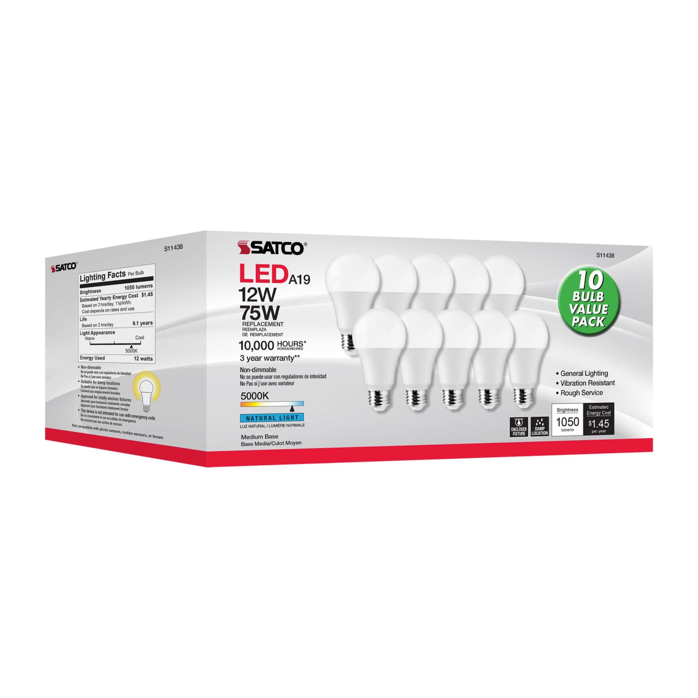 12A19/LED/E26/850/120V/10PK - S11438