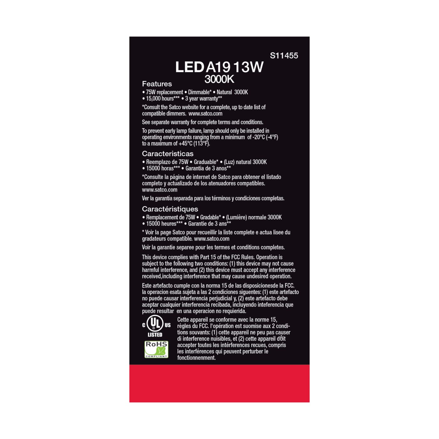 13A19/LED/830/120V/D/4PK - S11455