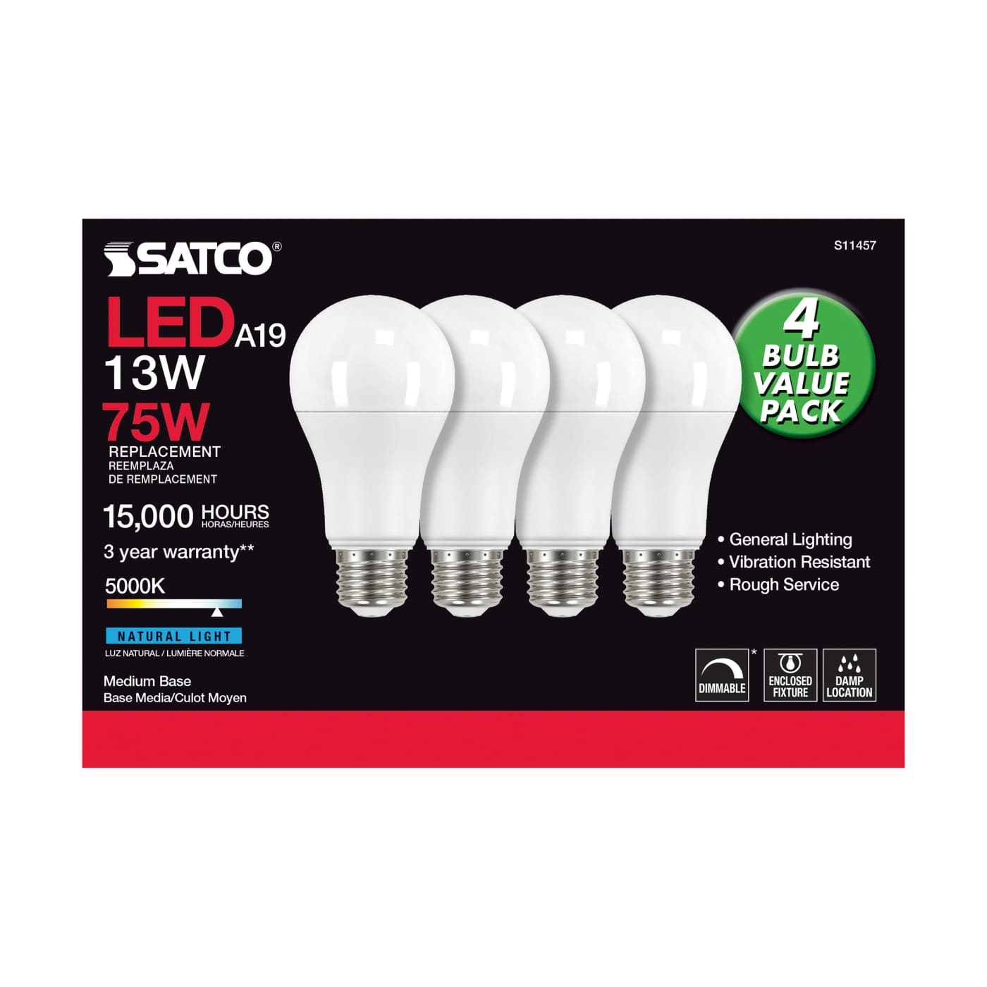 13A19/LED/850/120V/D/4PK - S11457