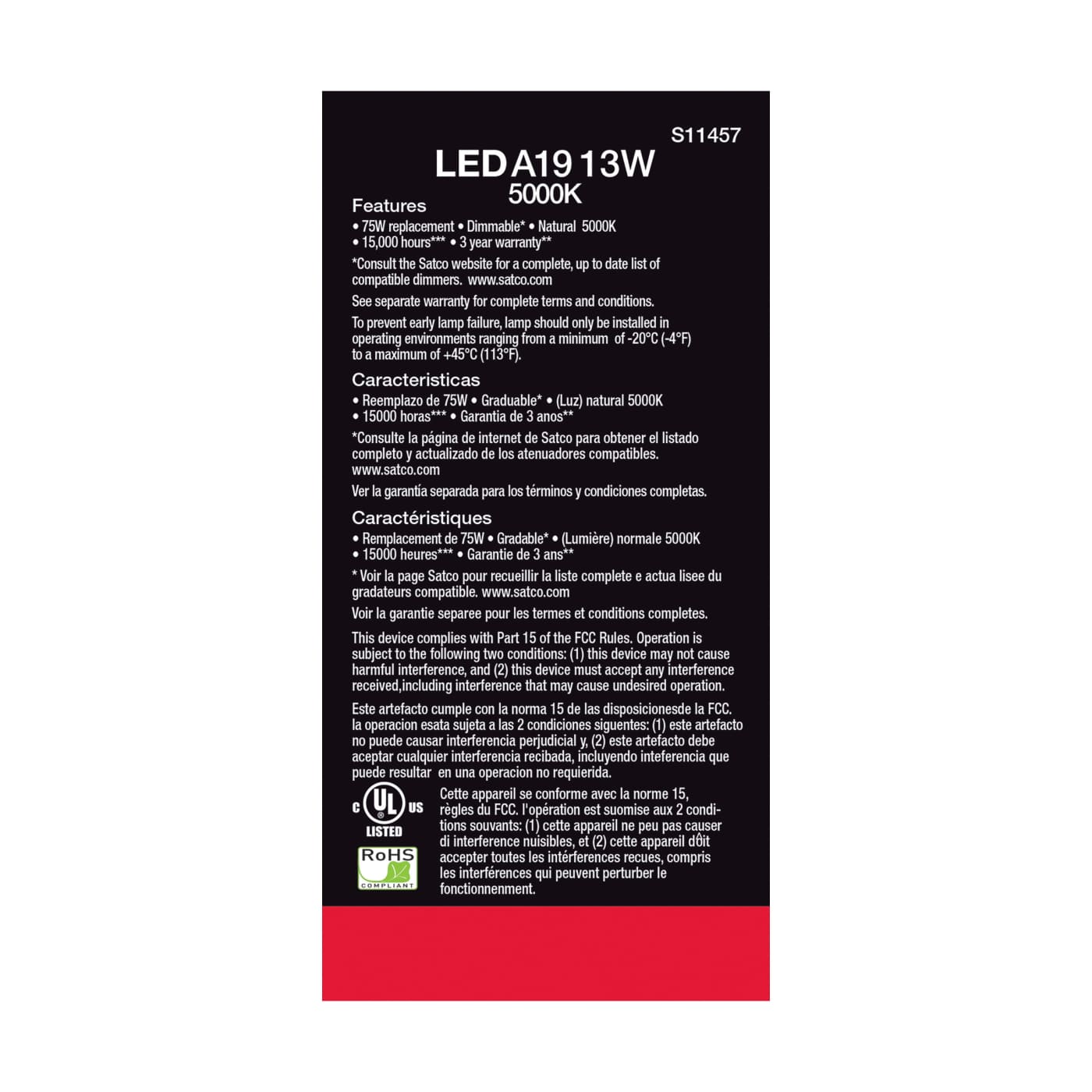 13A19/LED/850/120V/D/4PK - S11457