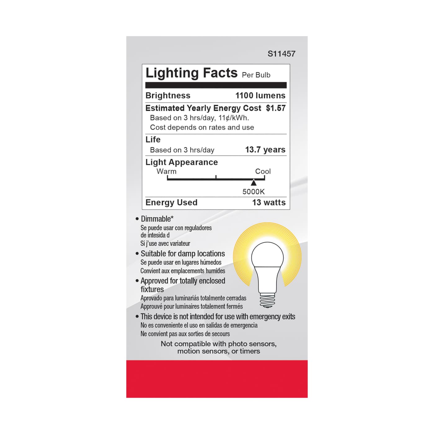 13A19/LED/850/120V/D/4PK - S11457