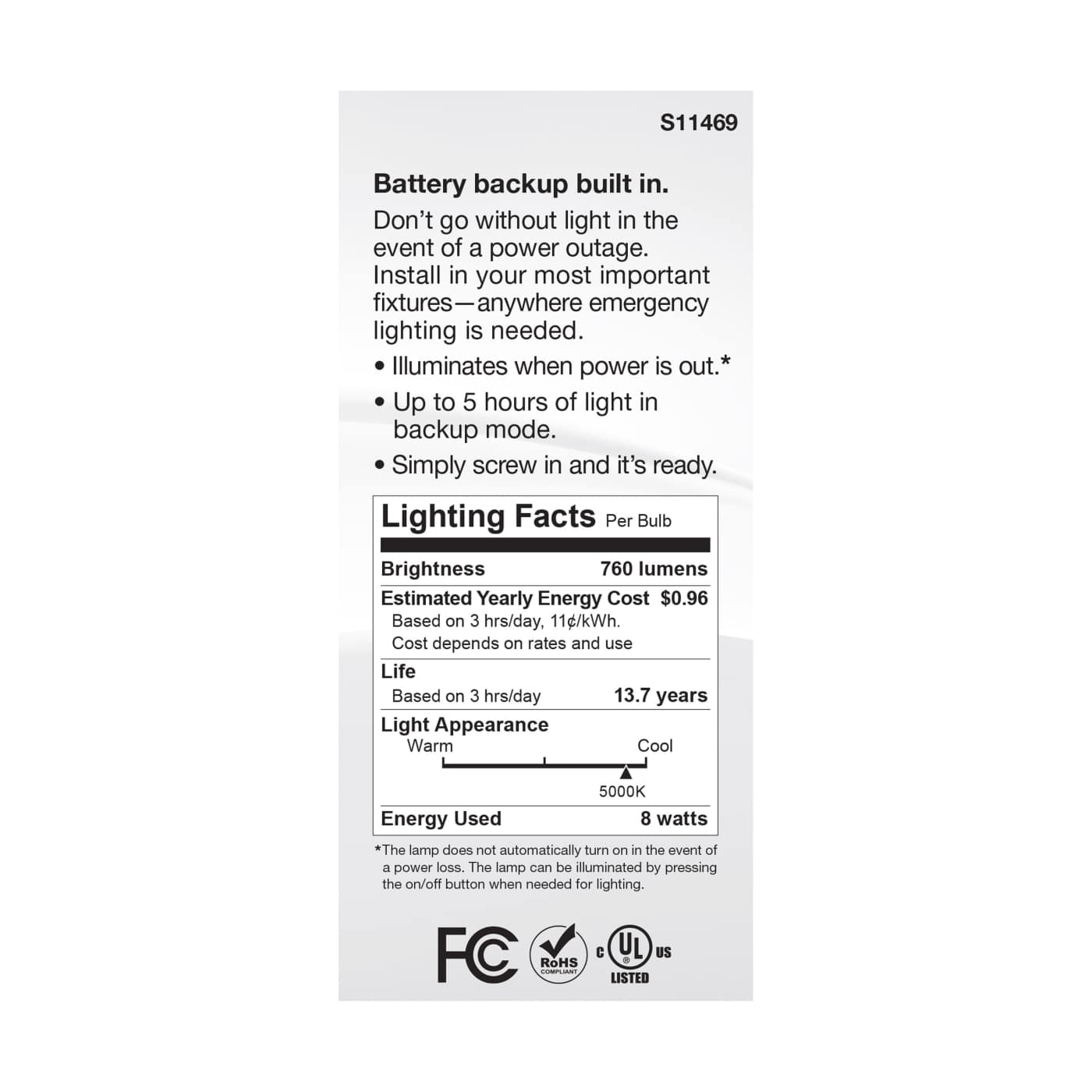 8A21/BATTERY BU/LED/850 - S11469
