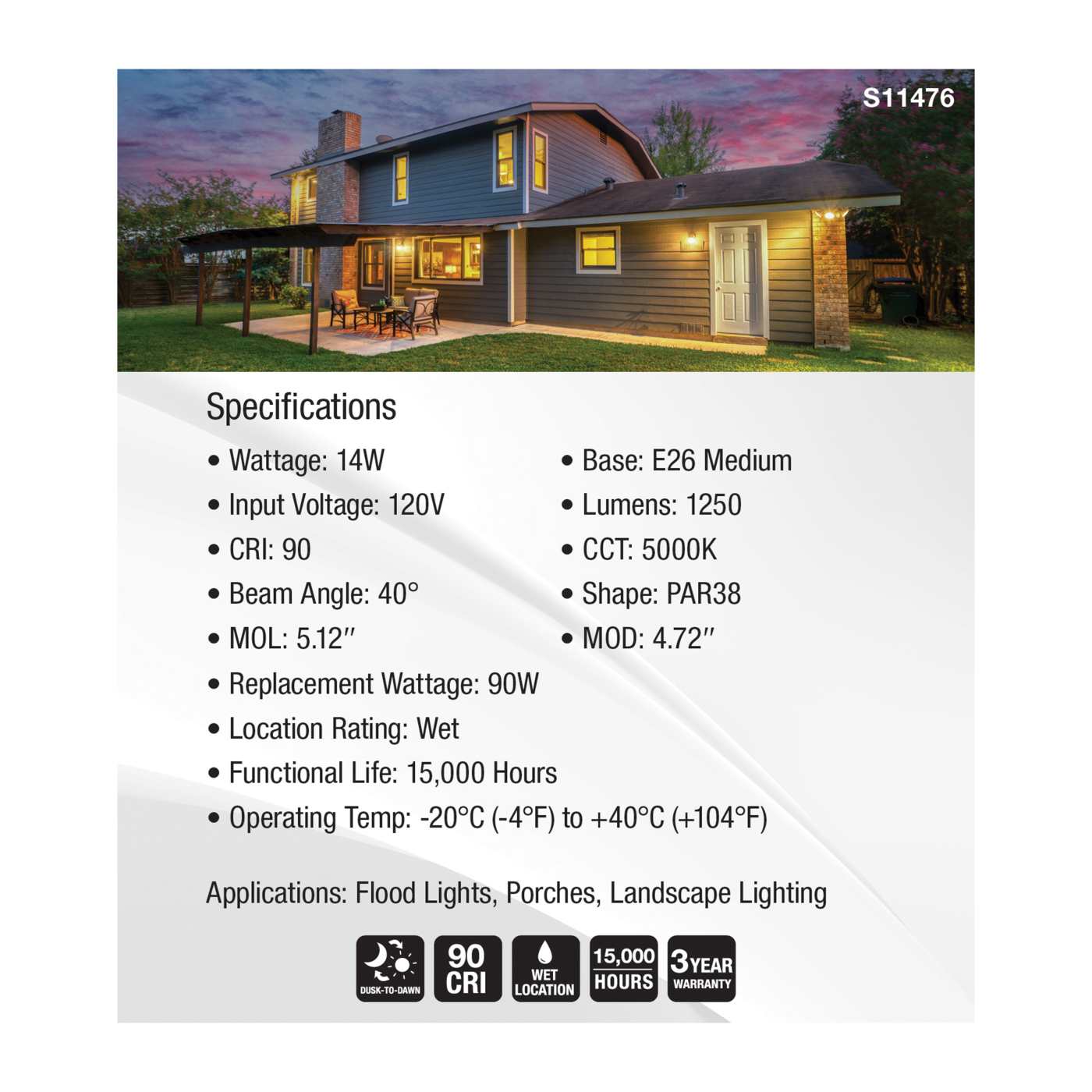 14PAR38/D2D/LED/950/120V - S11476