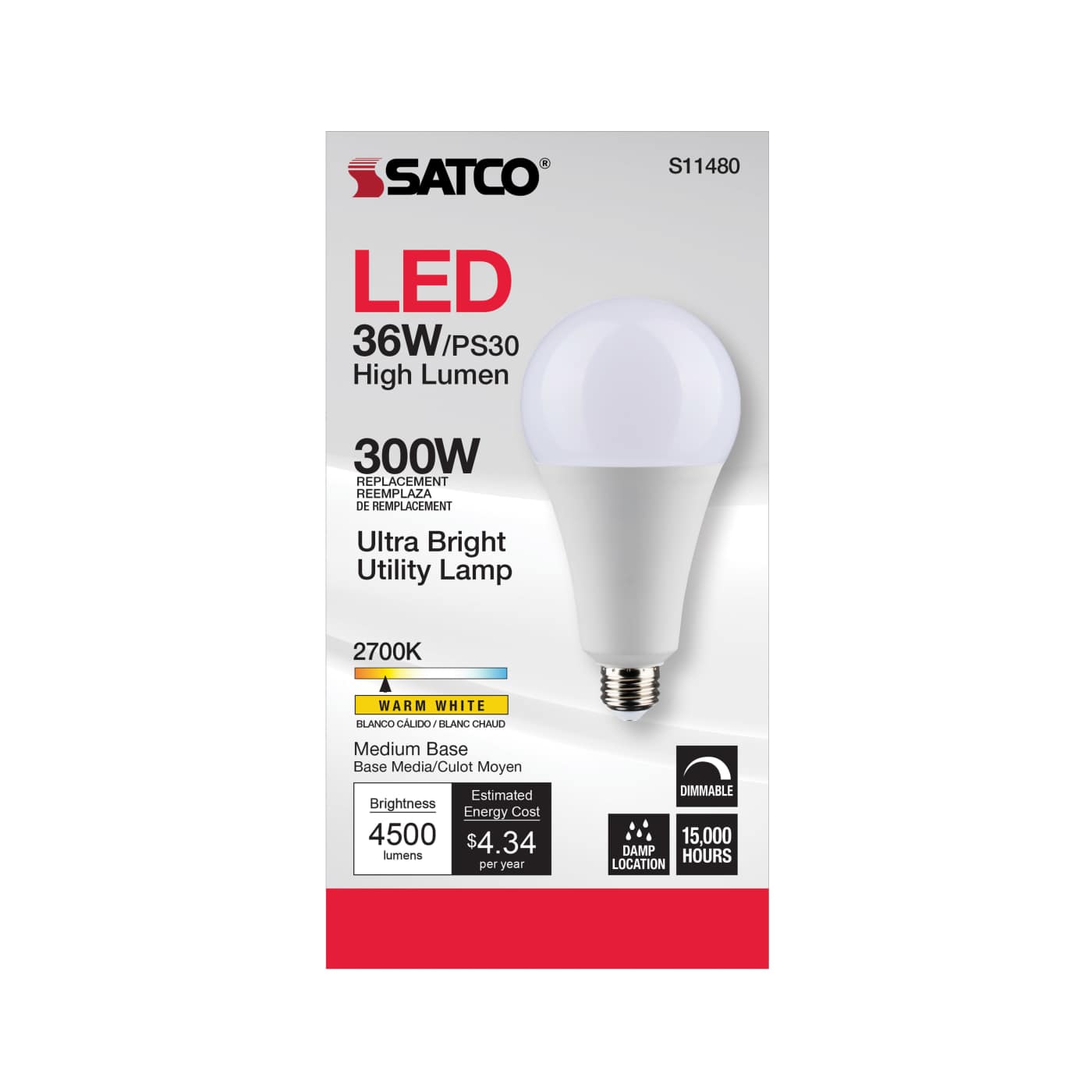 36PS30/LED/827/120V/DIM/E26 - S11480