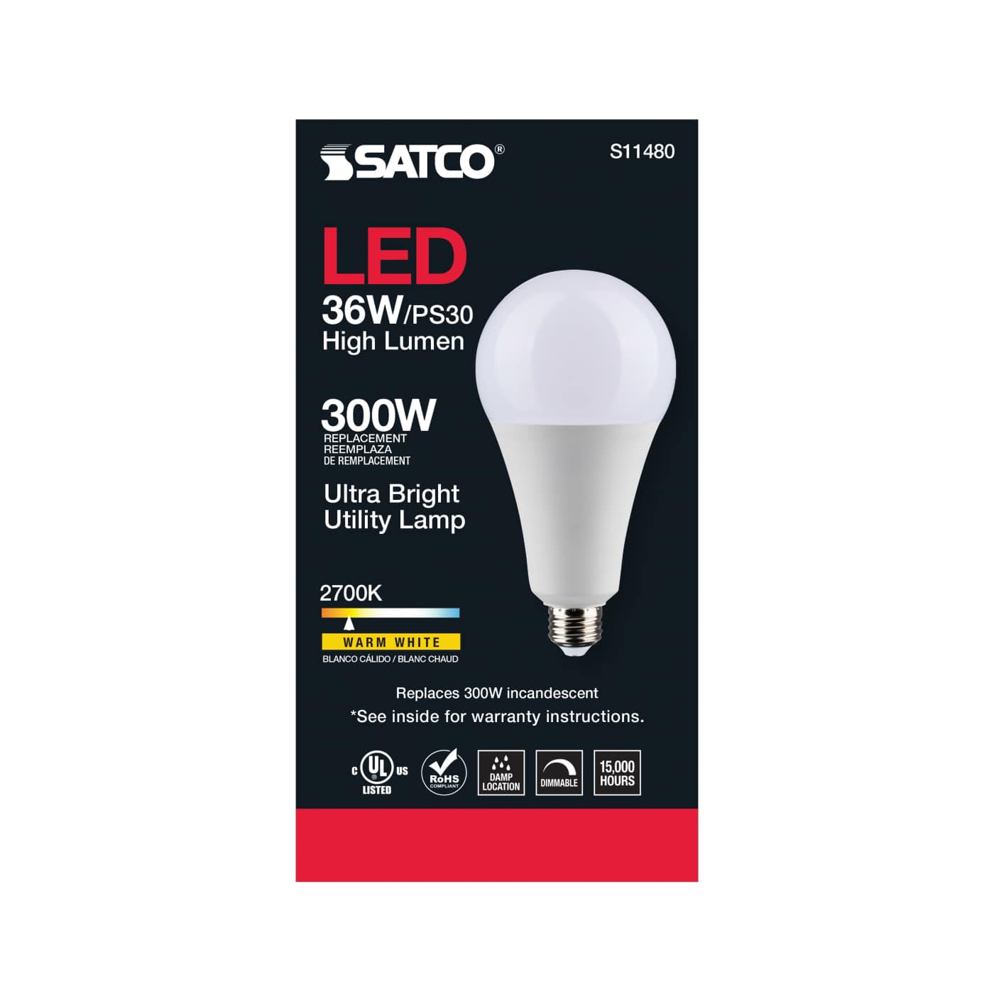 36PS30/LED/827/120V/DIM/E26 - S11480