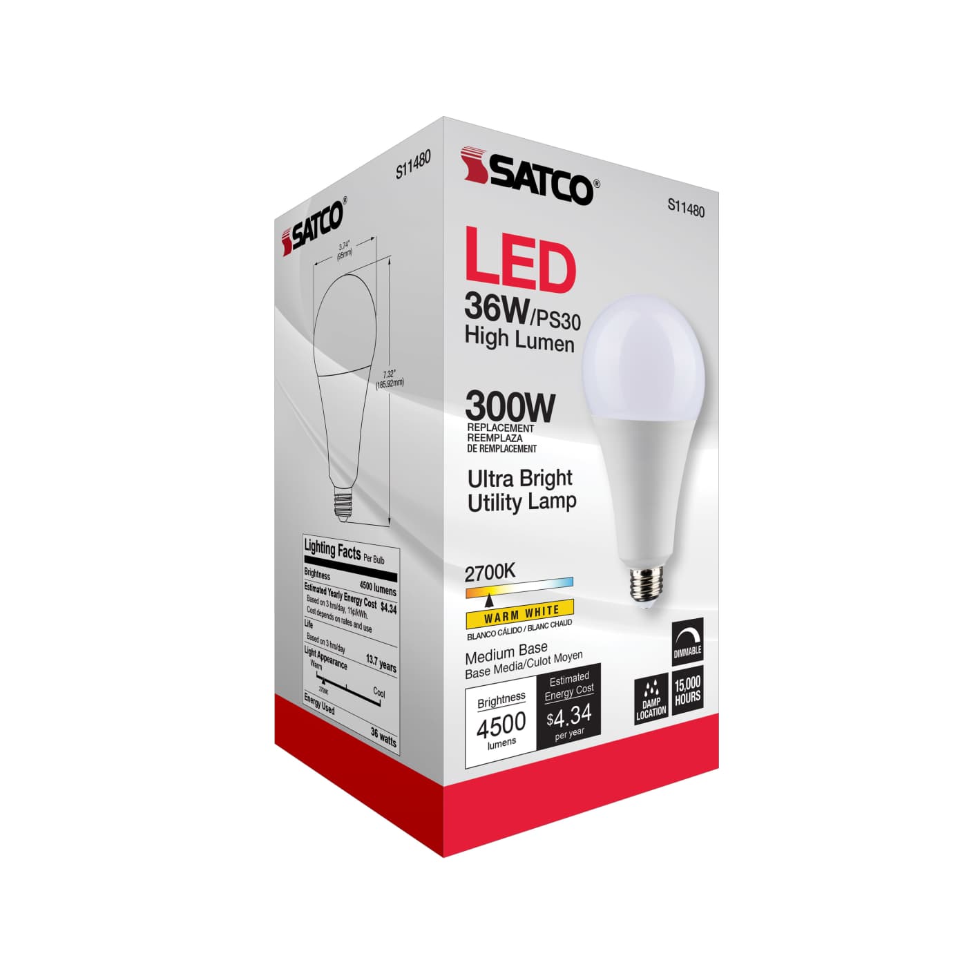 36PS30/LED/827/120V/DIM/E26 - S11480