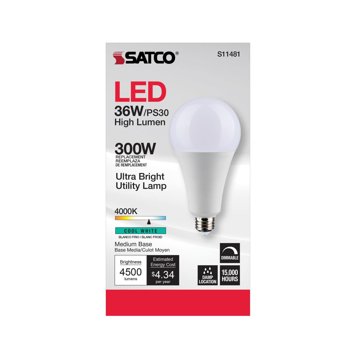 36PS30/LED/840/120V/DIM/E26 - S11481