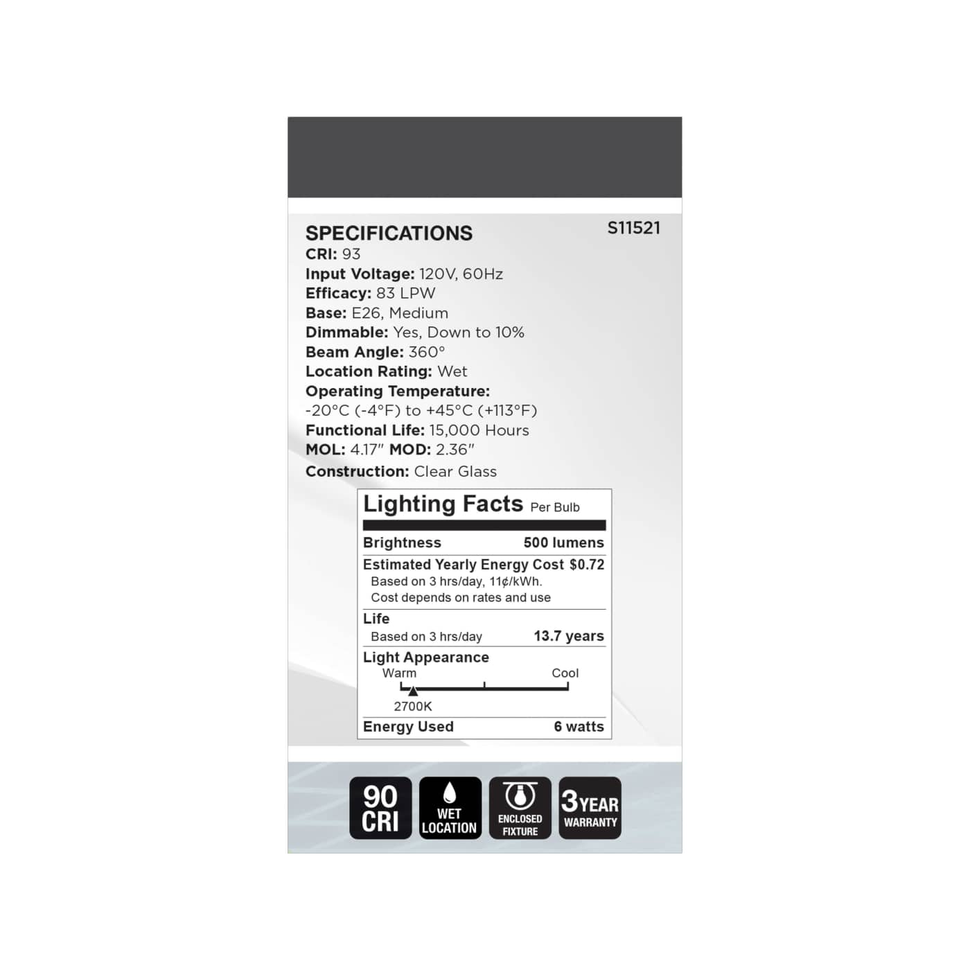 6A19/CL/LED-GF/COIL/927/120V - S11521