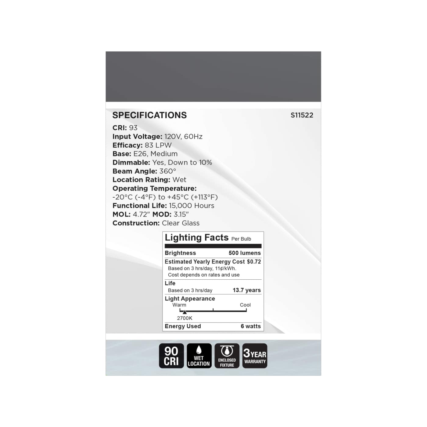 6G25/CL/LED-GF/COIL/927/120V - S11522