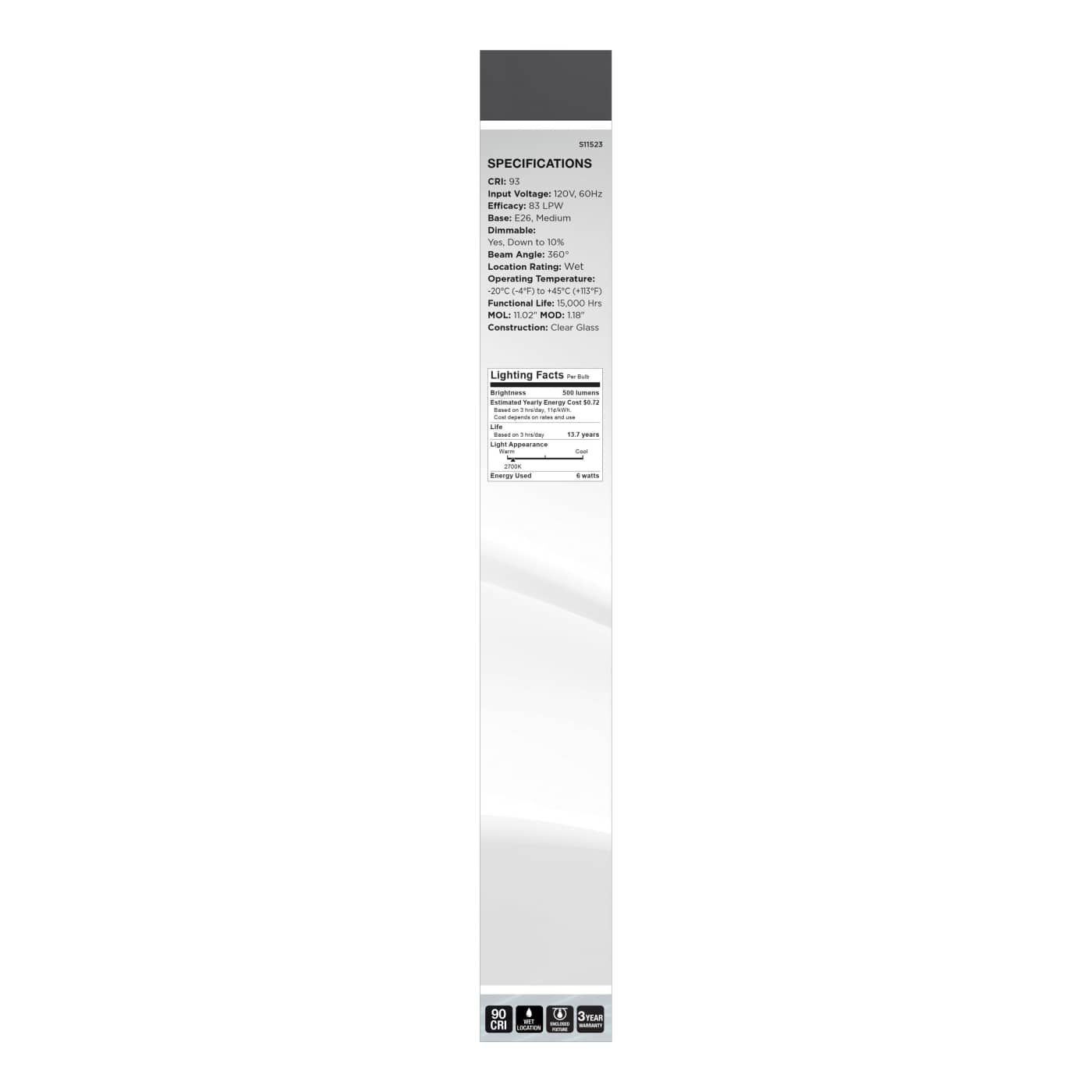 6T9/CL/LED-GF/STR/927/120V - S11523