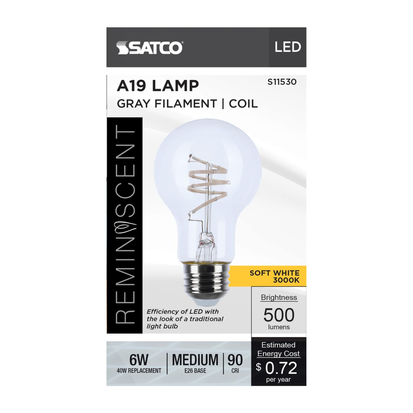 6A19/CL/LED-GF/COIL/930/E26 - S11530