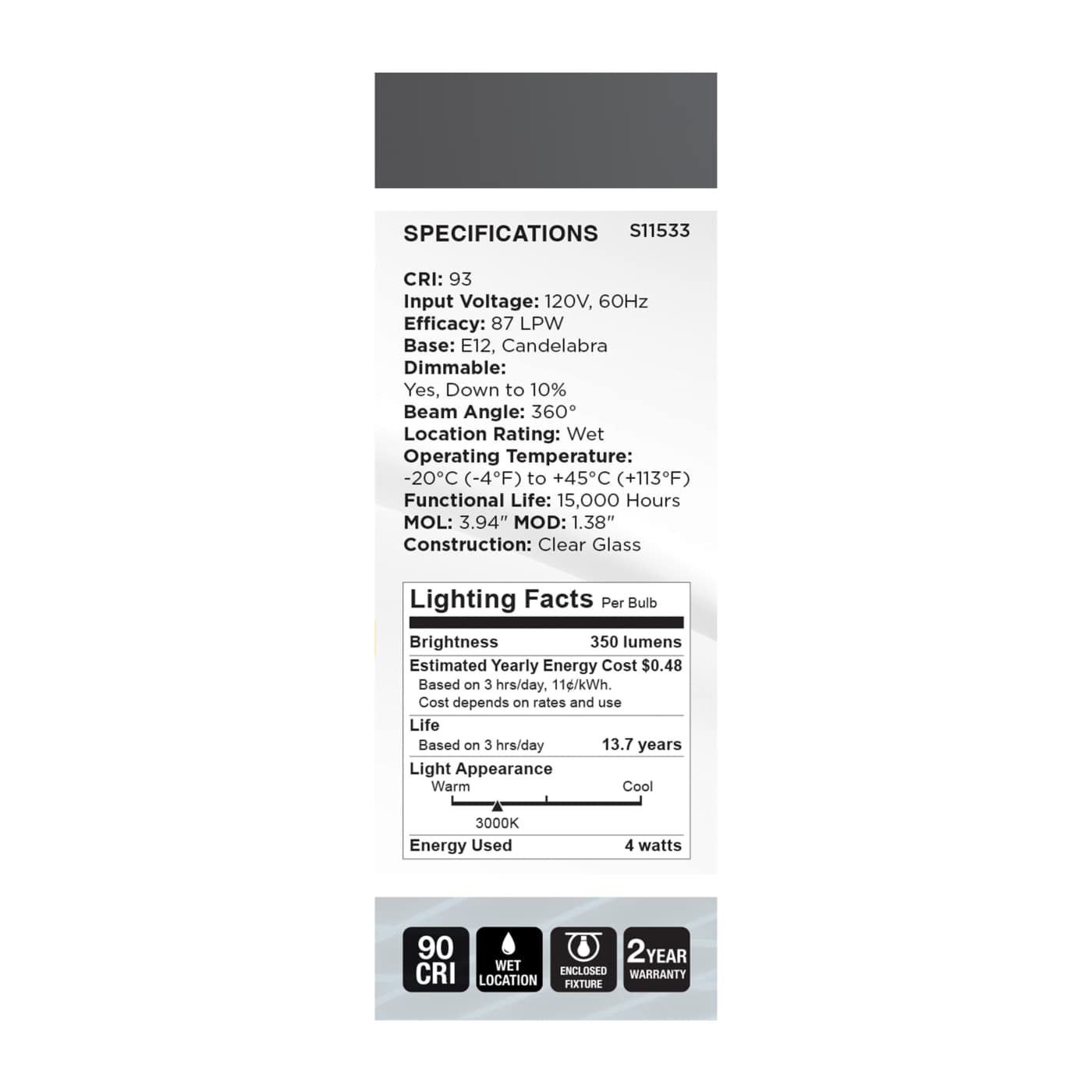 4B11/CL/LED-GF/COIL/930/E12 - S11533