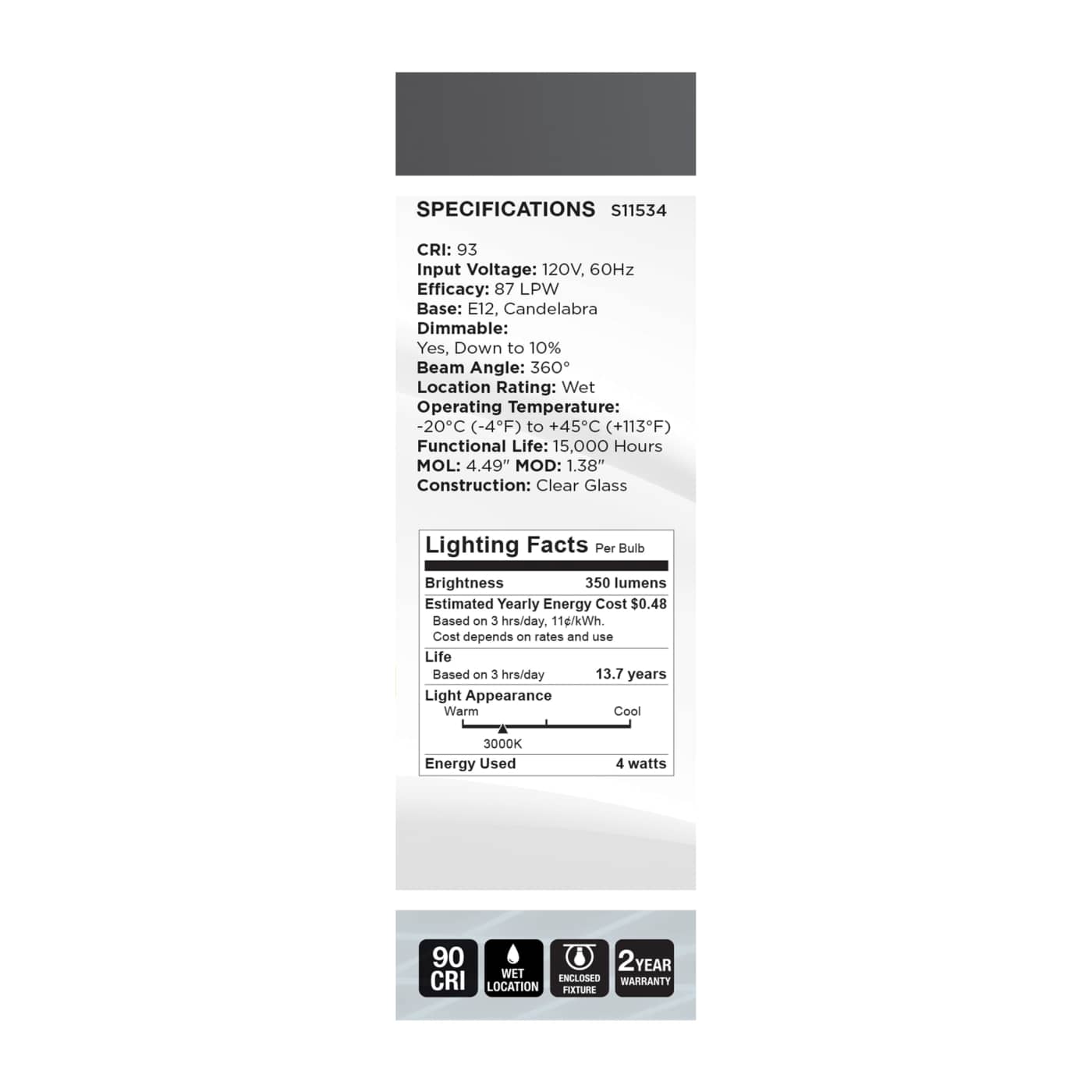 4CA11/CL/LED-GF/COIL/930/E12 - S11534