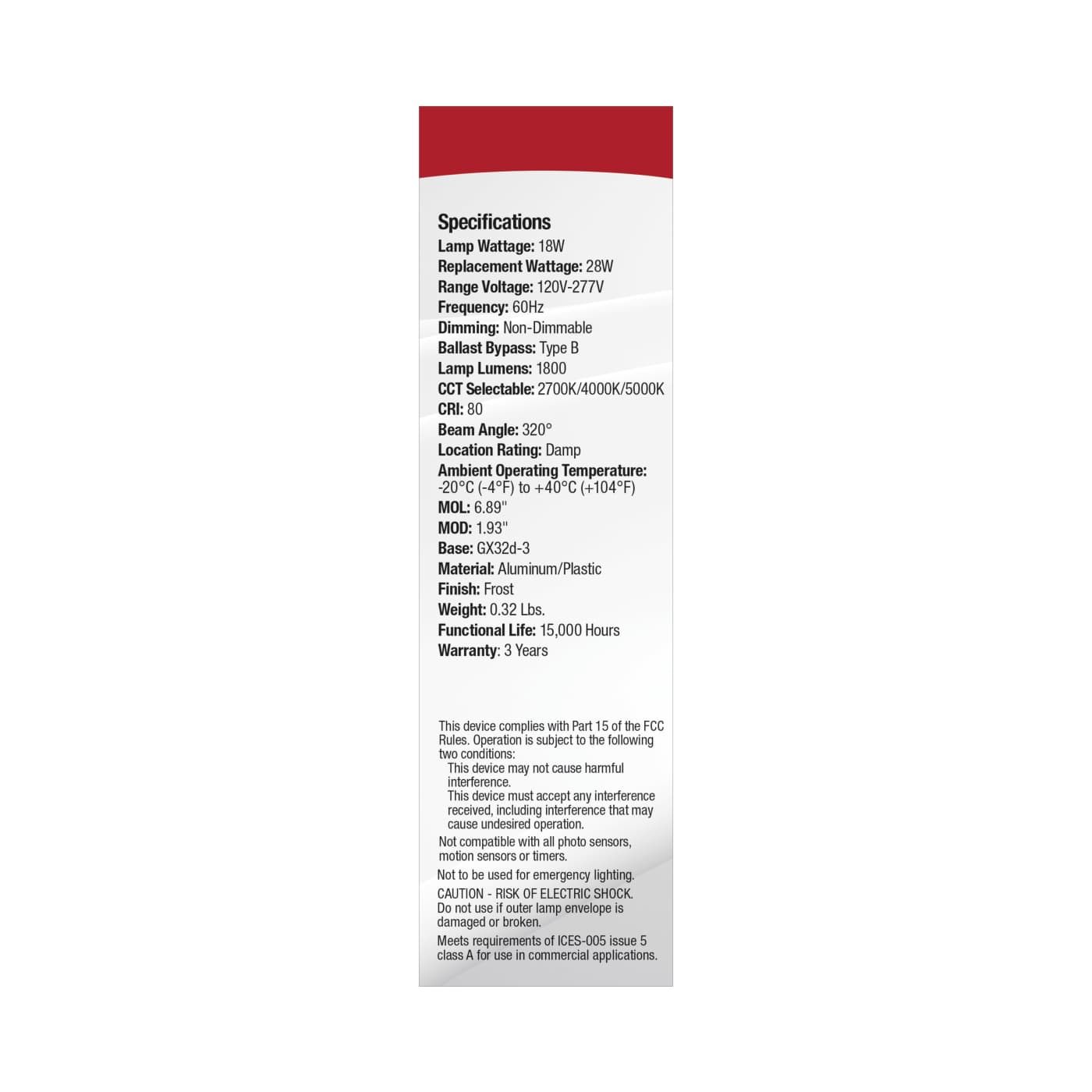 18W/LED/CFL/3CCT/BP/GX32D-3 - S11546