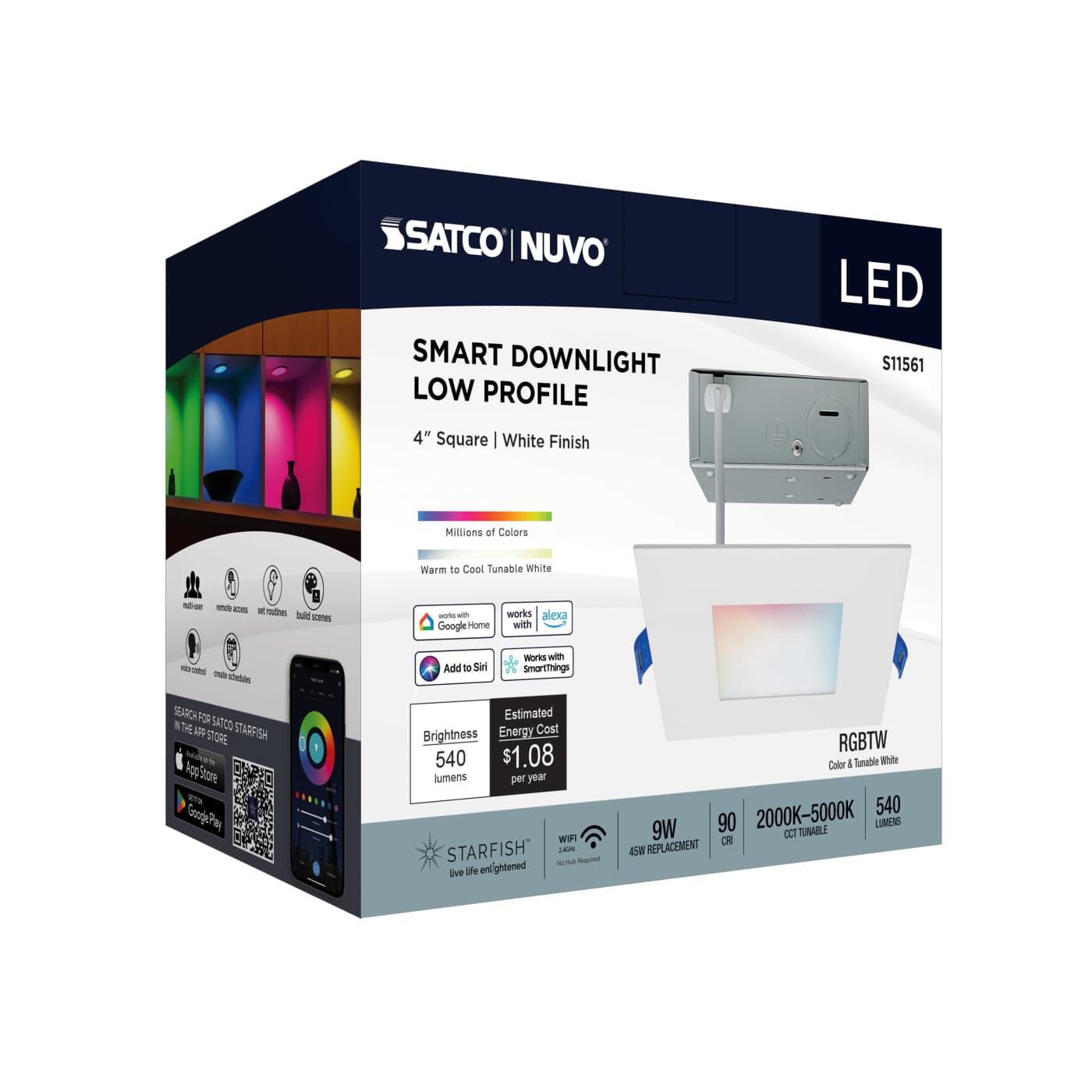 9WLED/DW/4/RGBTW/SQ/WH - S11561