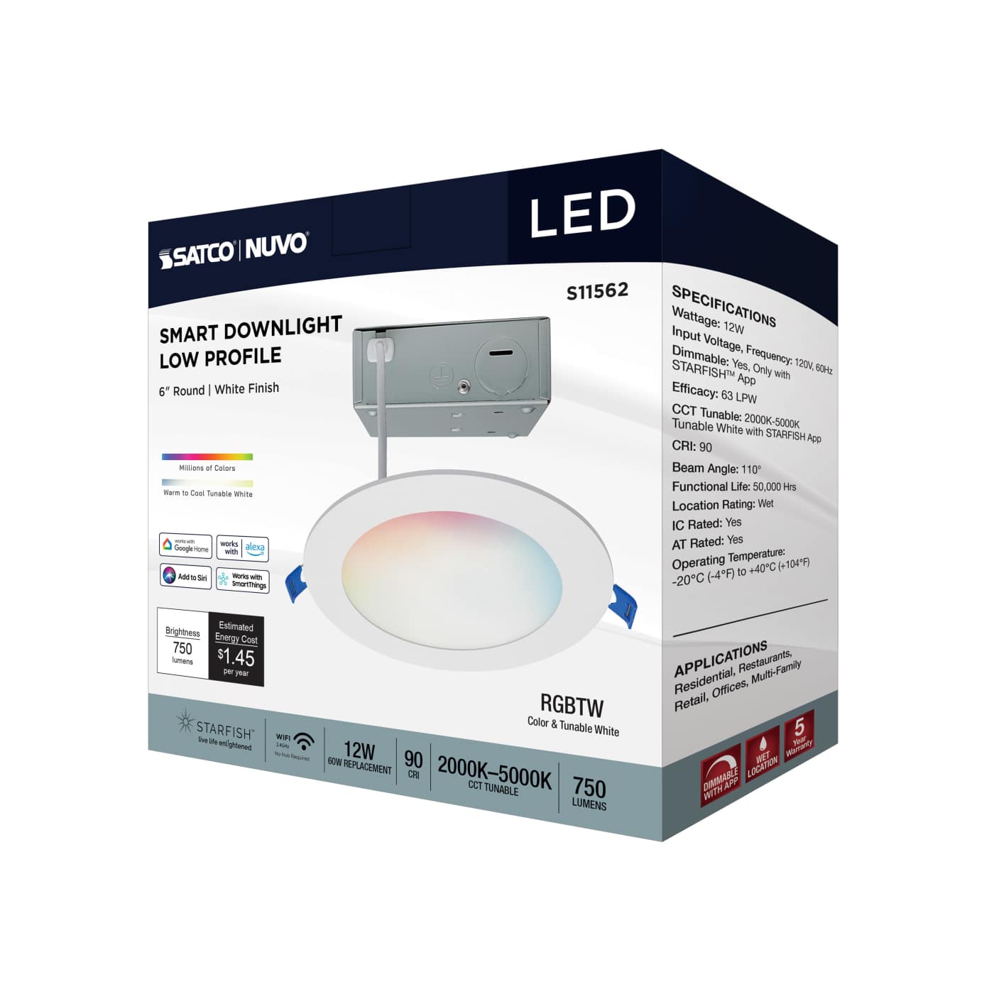 12WLED/DW/6/RGBTW/RND/WH - S11562