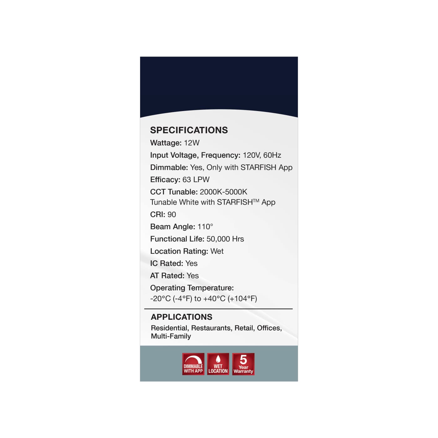 12WLED/DW/6/RGBTW/SQ/WH - S11563