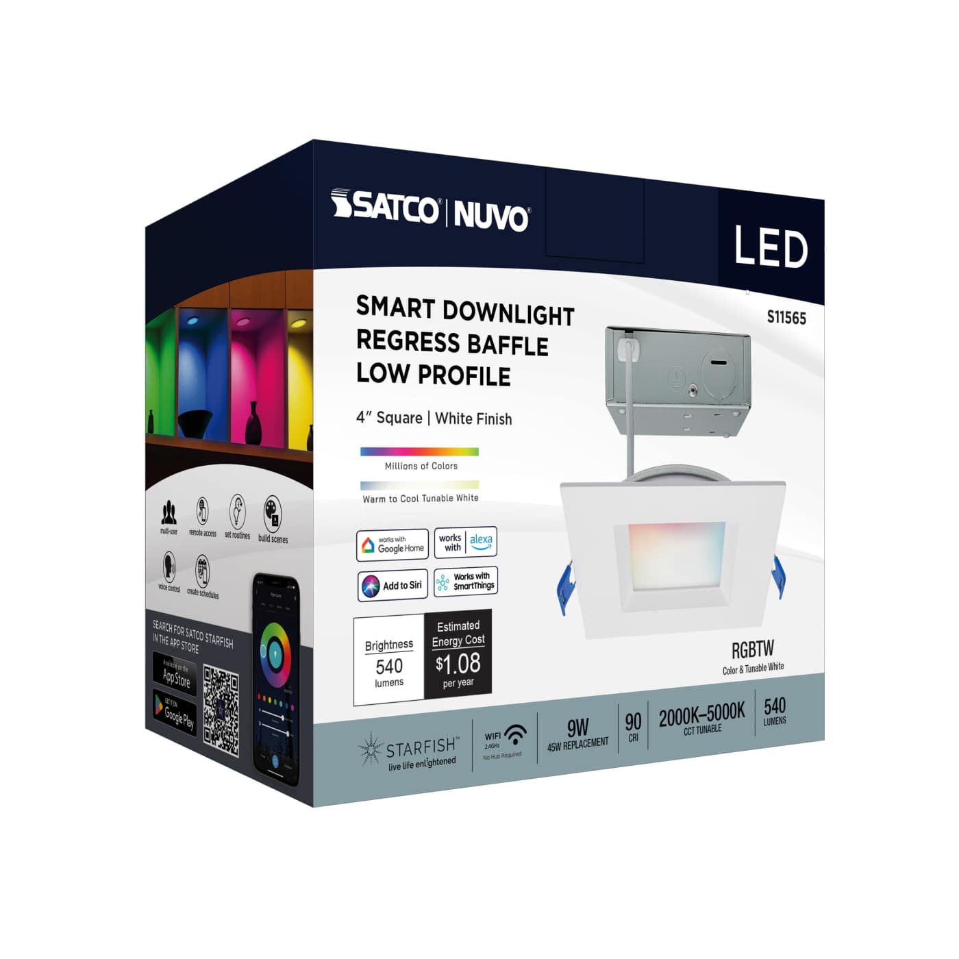 9WLED/DW/4/RGBTW/SQ/RD/WH - S11565