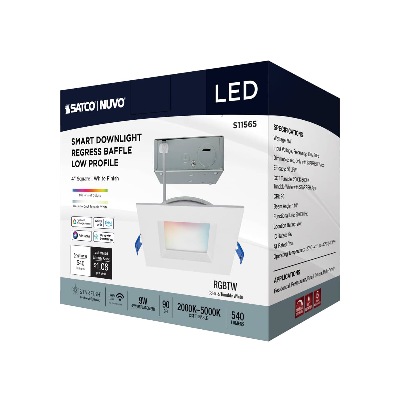 9WLED/DW/4/RGBTW/SQ/RD/WH - S11565