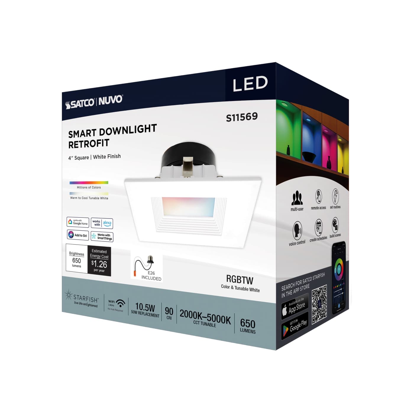 10.5WLED/RDL/4/RGBTW/SQ/WH - S11569