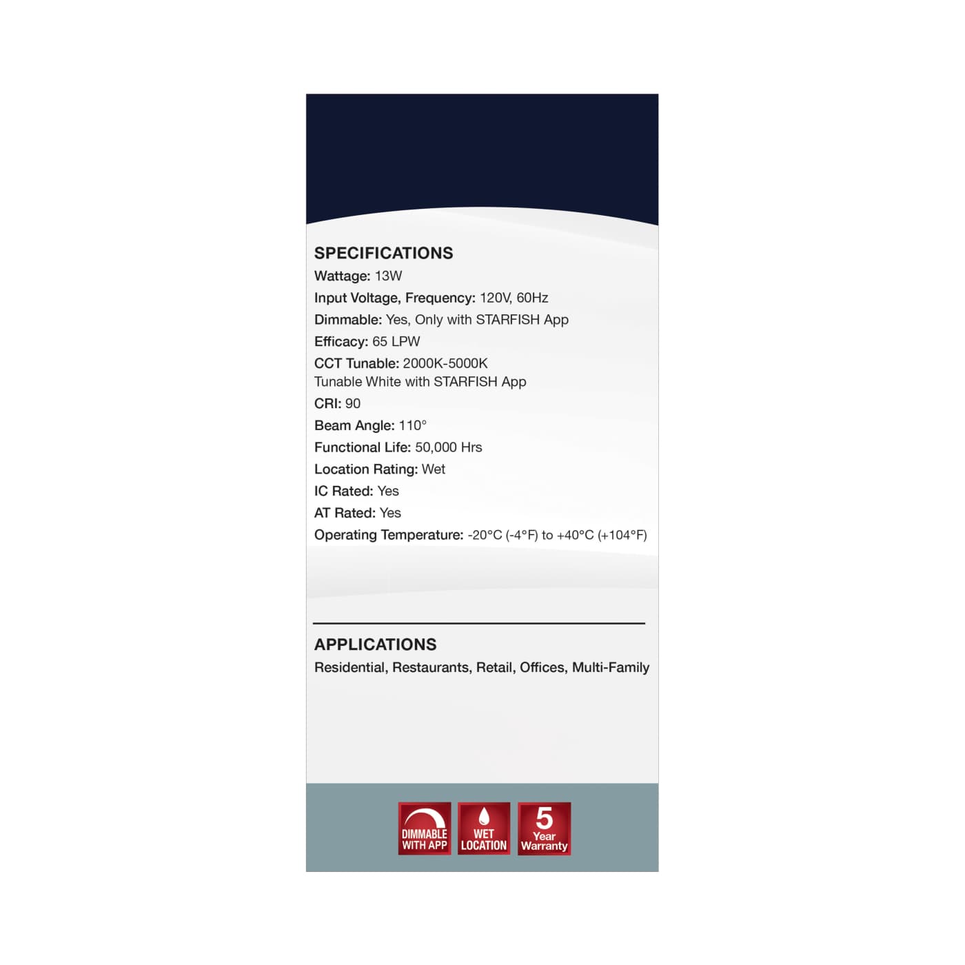 13WLED/RDL/5-6/RGBTW/SQ/WH - S11571