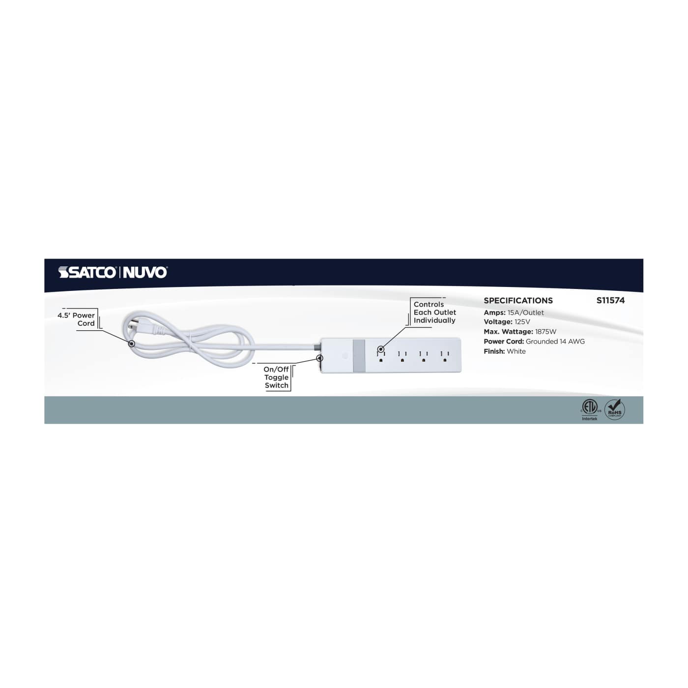 4 OUTLET POWER STRIP/SF - S11574