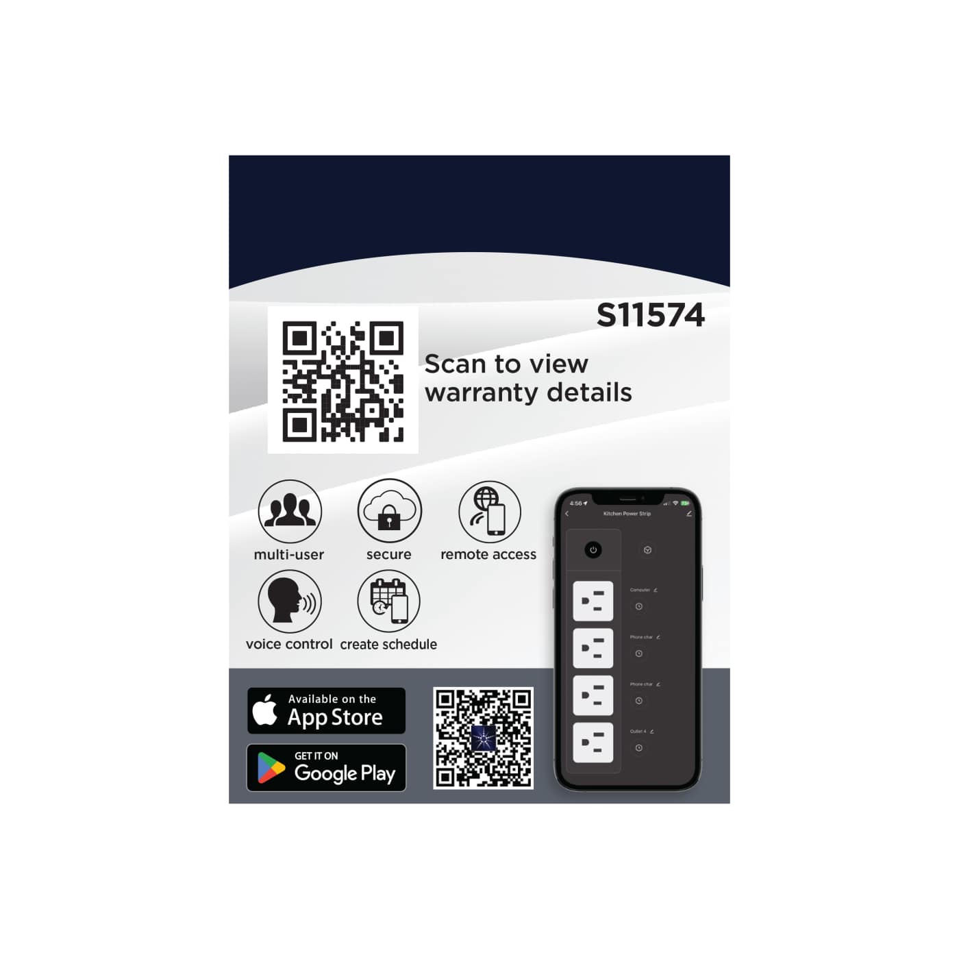 4 OUTLET POWER STRIP/SF - S11574