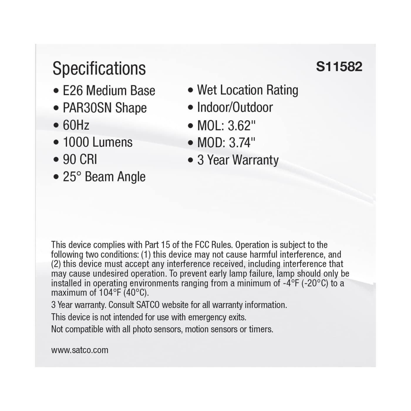 11PAR30SN/LED/5CCT/SP/120V - S11582