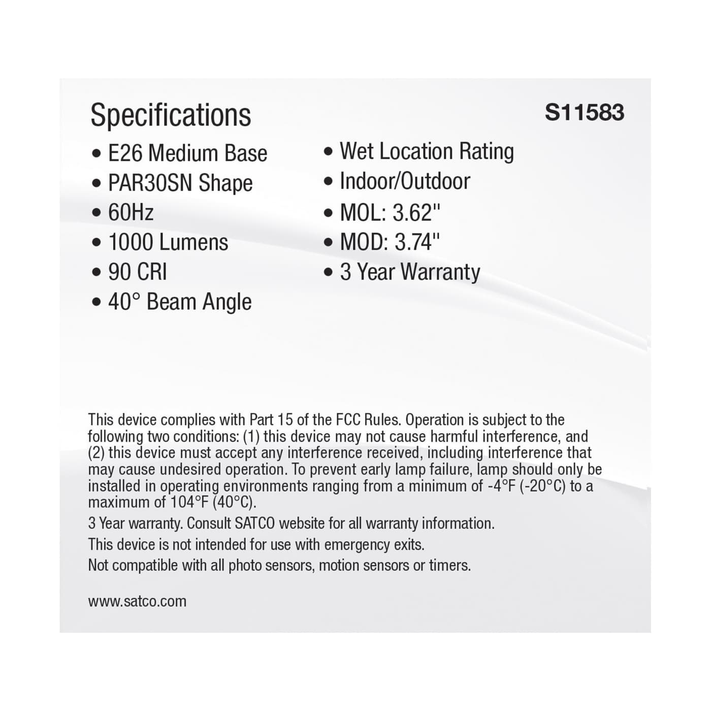 11PAR30SN/LED/5CCT/FL/120V - S11583