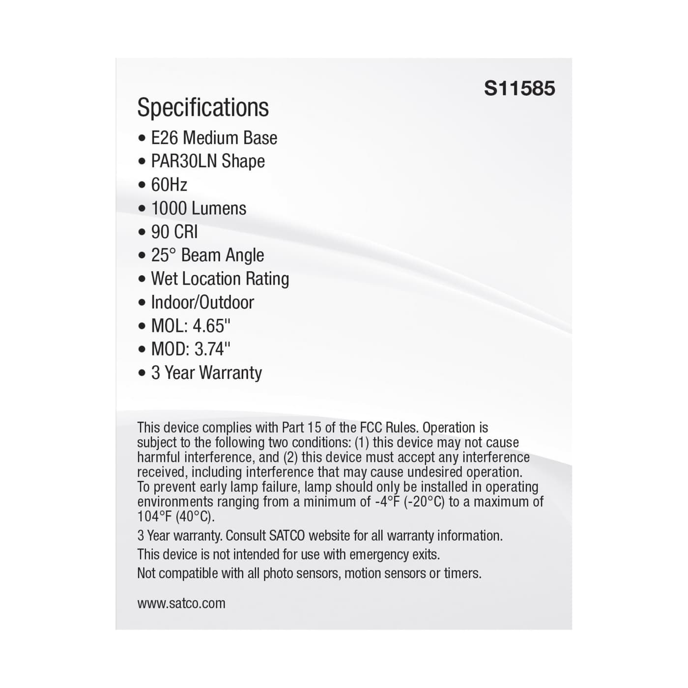11PAR30LN/LED/5CCT/SP/120V - S11585