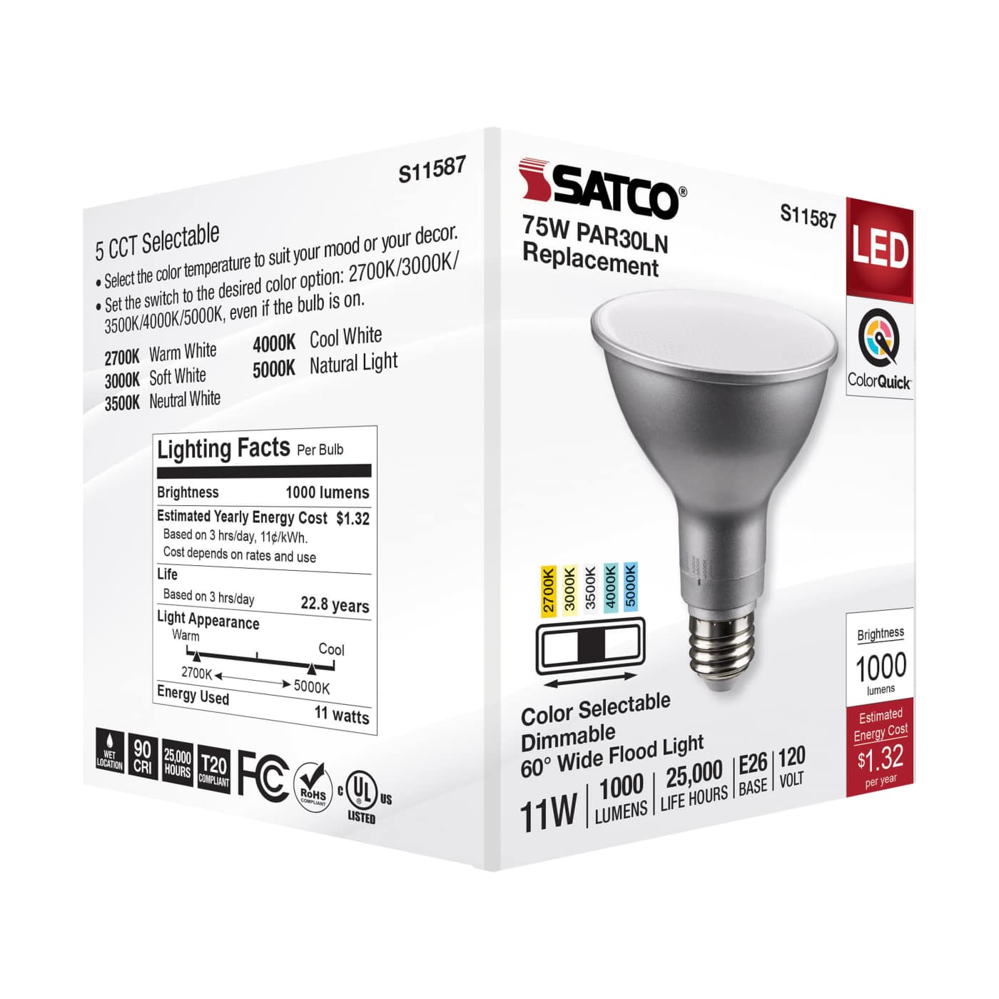 11PAR30LN/LED/5CCT/WFL/120V - S11587