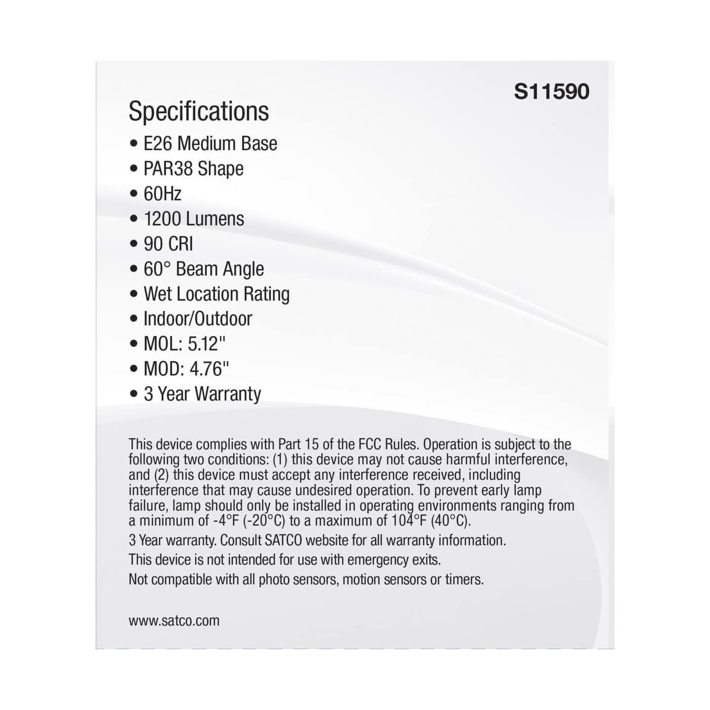 13.3PAR38/LED/5CCT/WFL/120V - S11590