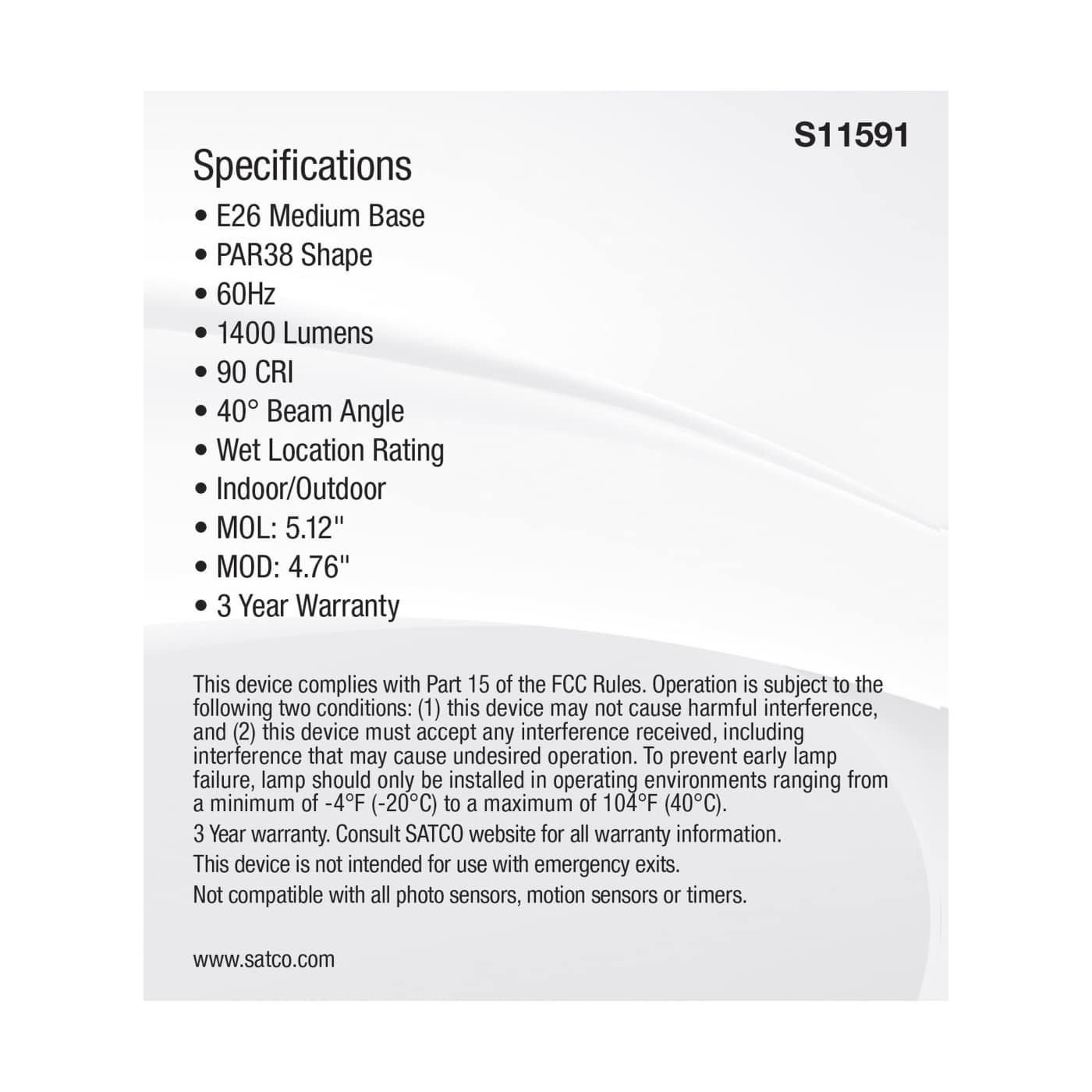 15.5PAR38/LED/5CCT/FL/120V - S11591