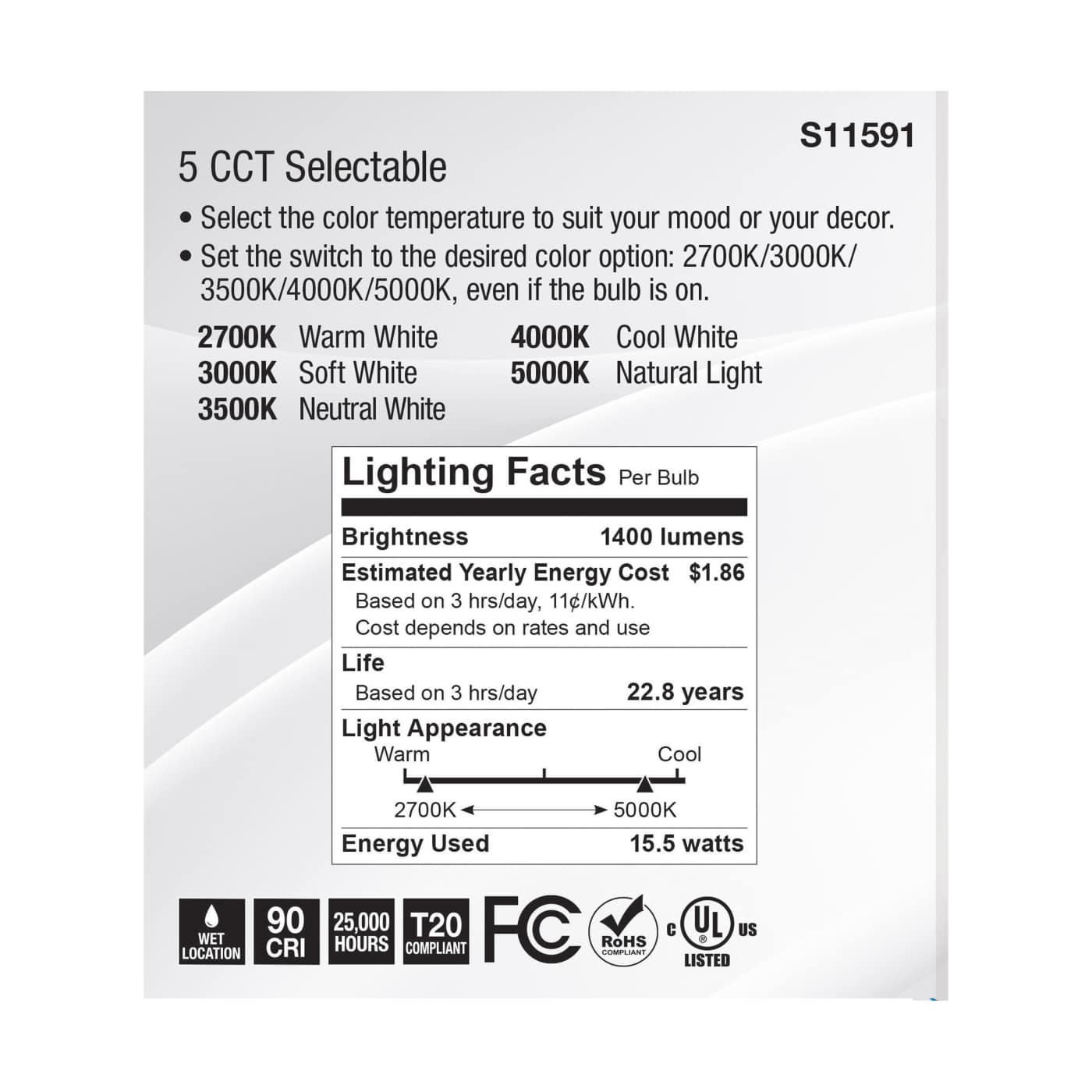 15.5PAR38/LED/5CCT/FL/120V - S11591