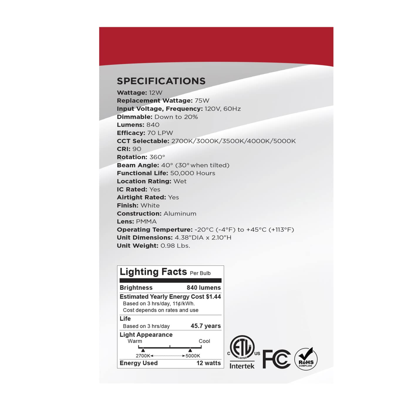 12W/DW/GBL/3.5/CCT/RND/RD/WH - S11624R1