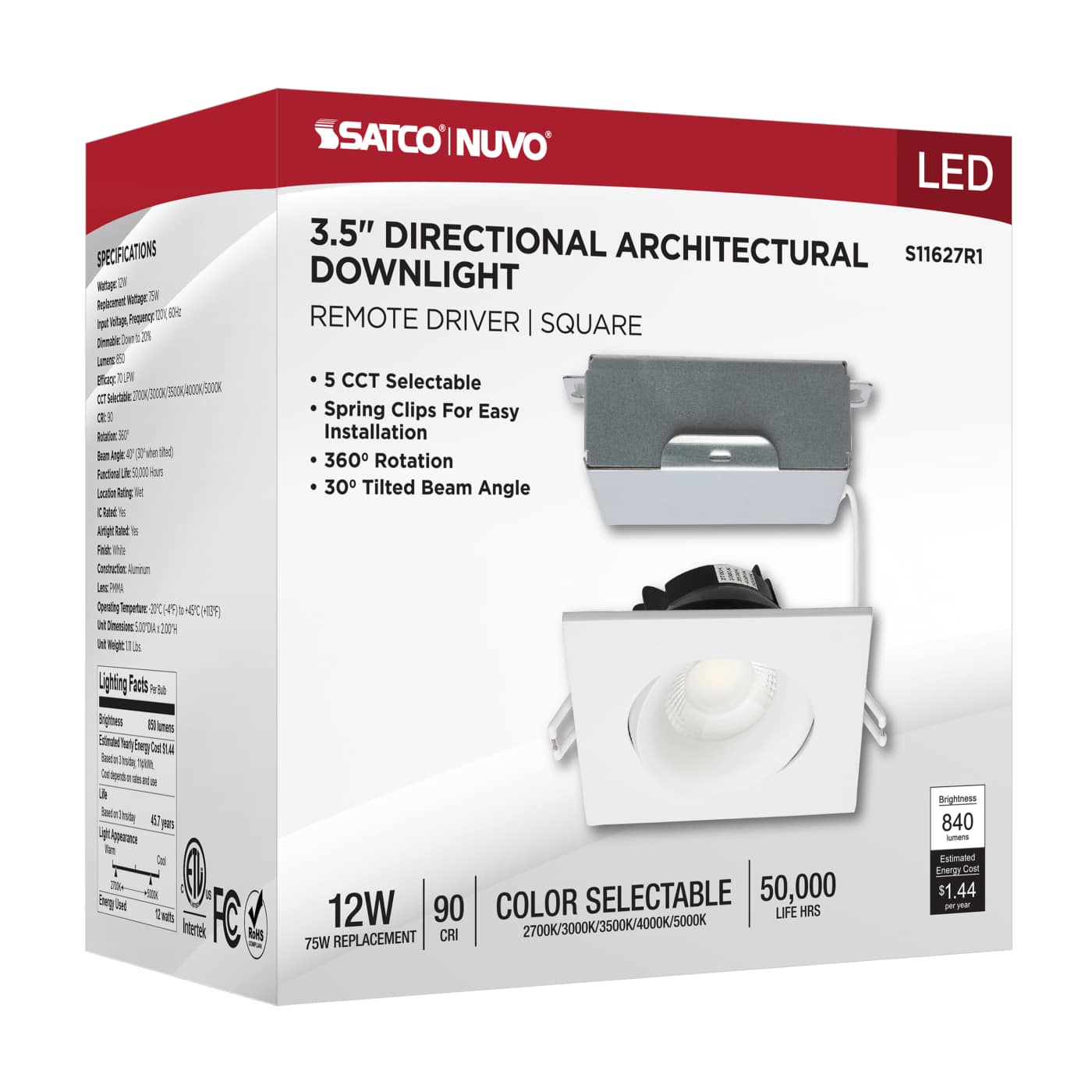 12W/DW/GBL/3.5/CCT/SQ/RD/WH - S11627R1