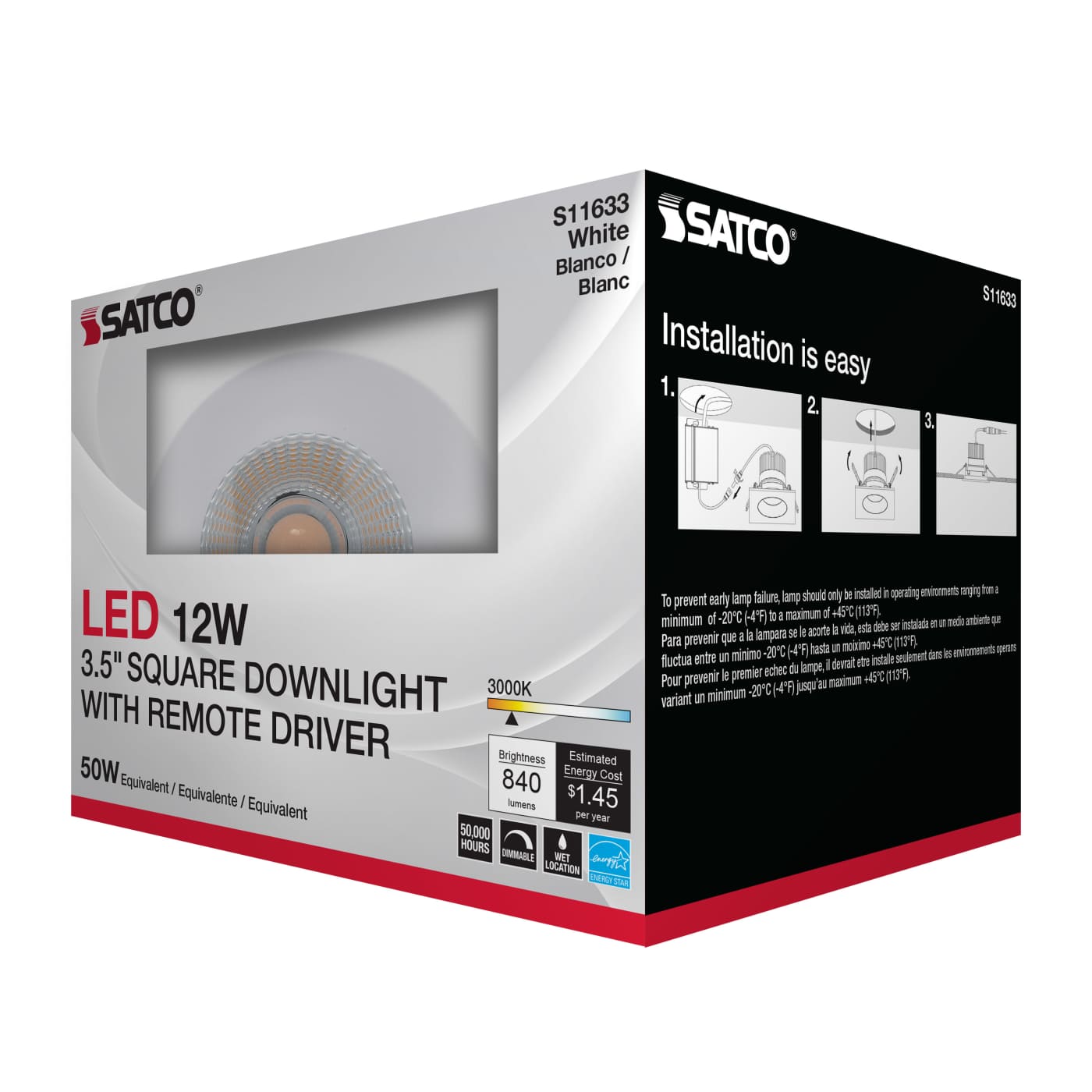 12WLED/DW/DNL3/930/SQ/RD/WH - S11633