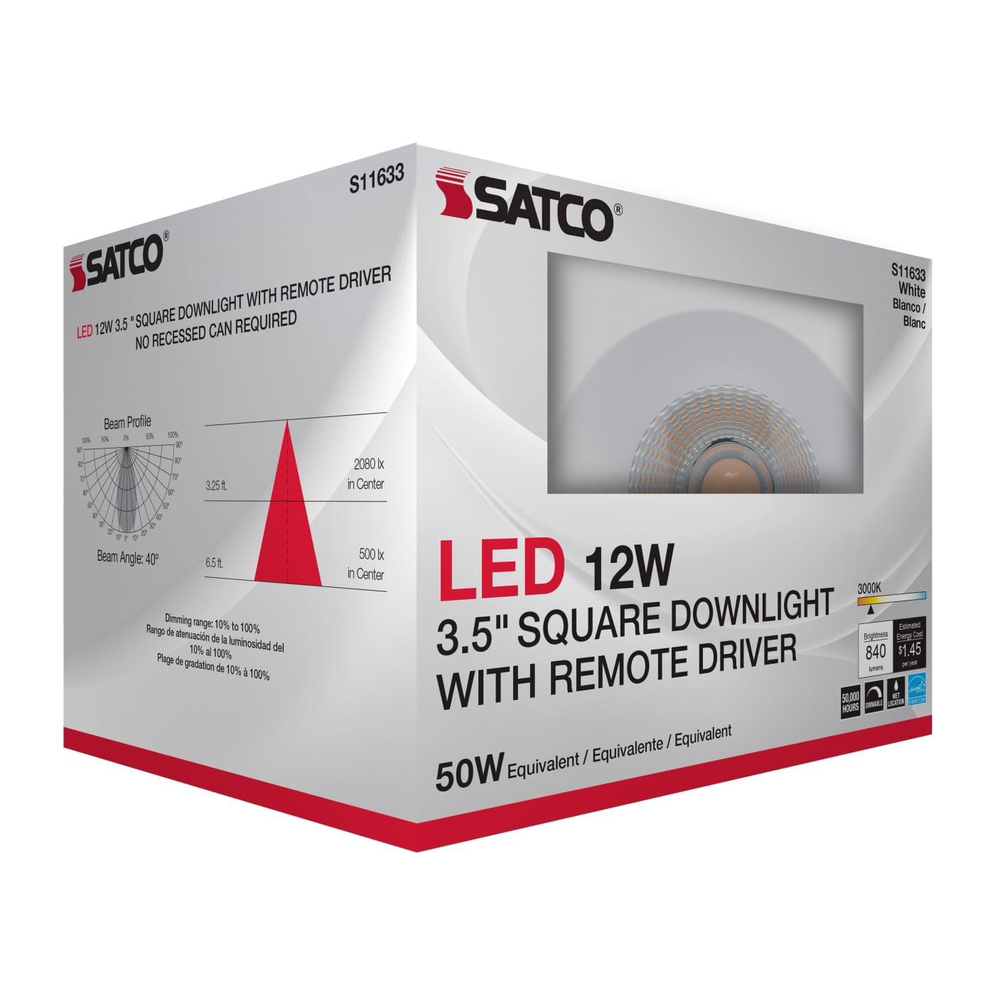 12WLED/DW/DNL3/930/SQ/RD/WH - S11633