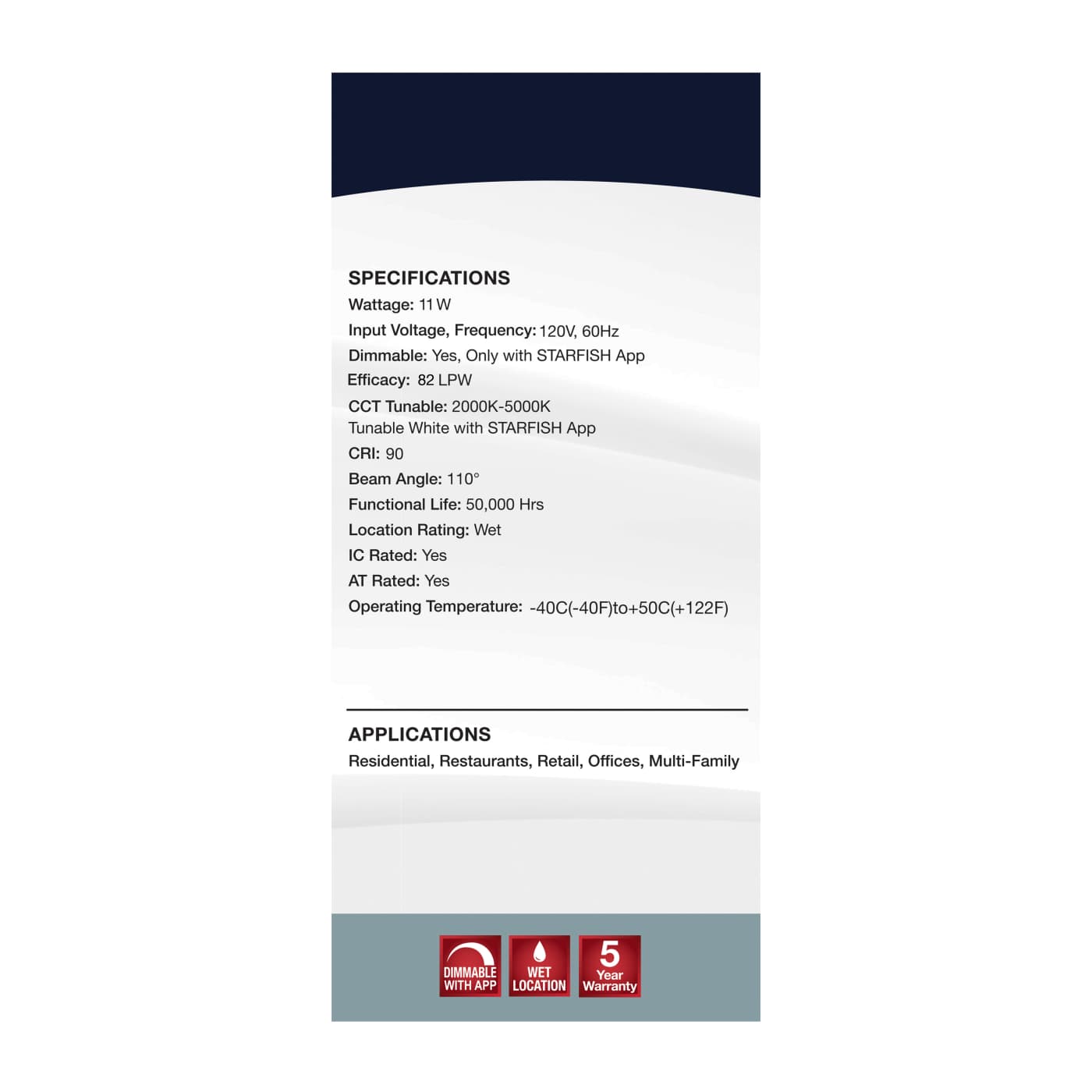 11WLED/RDL/5-6/RGBTW/RND/WH - S11639